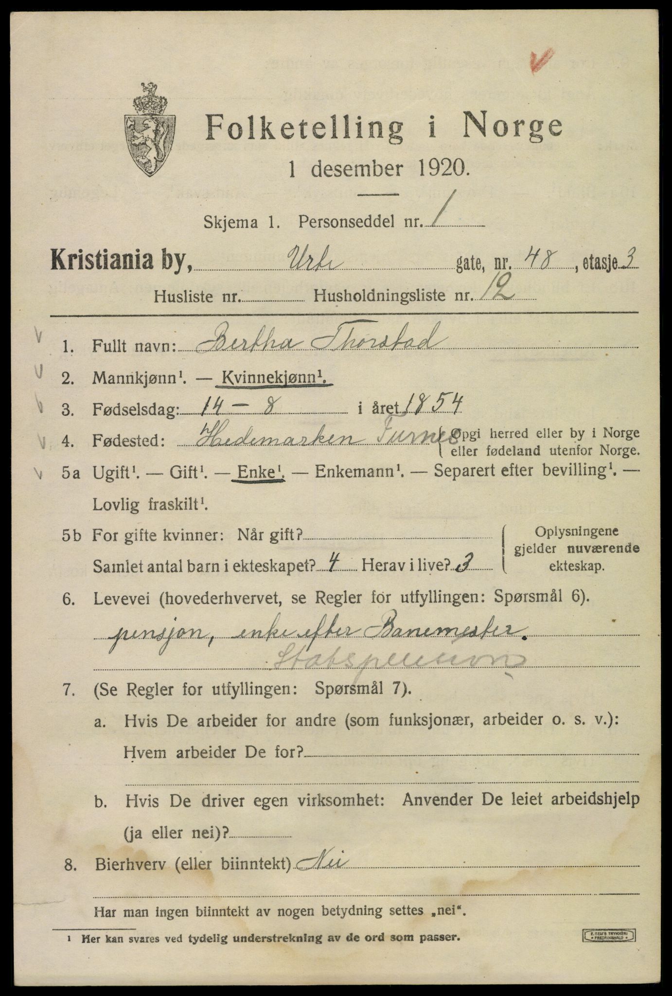 SAO, 1920 census for Kristiania, 1920, p. 623955