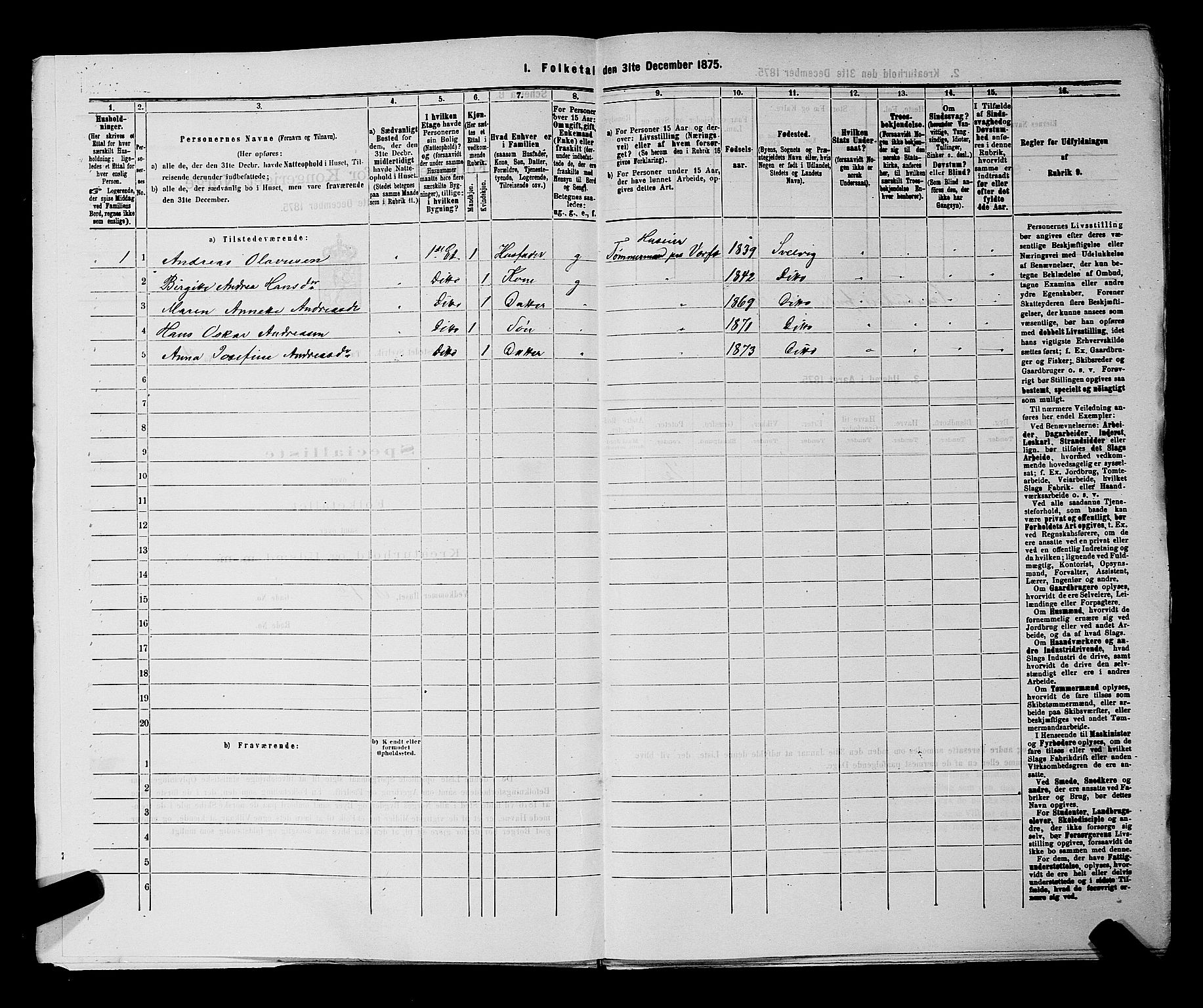 SAKO, 1875 census for 0701B Strømm/Svelvik, 1875, p. 15