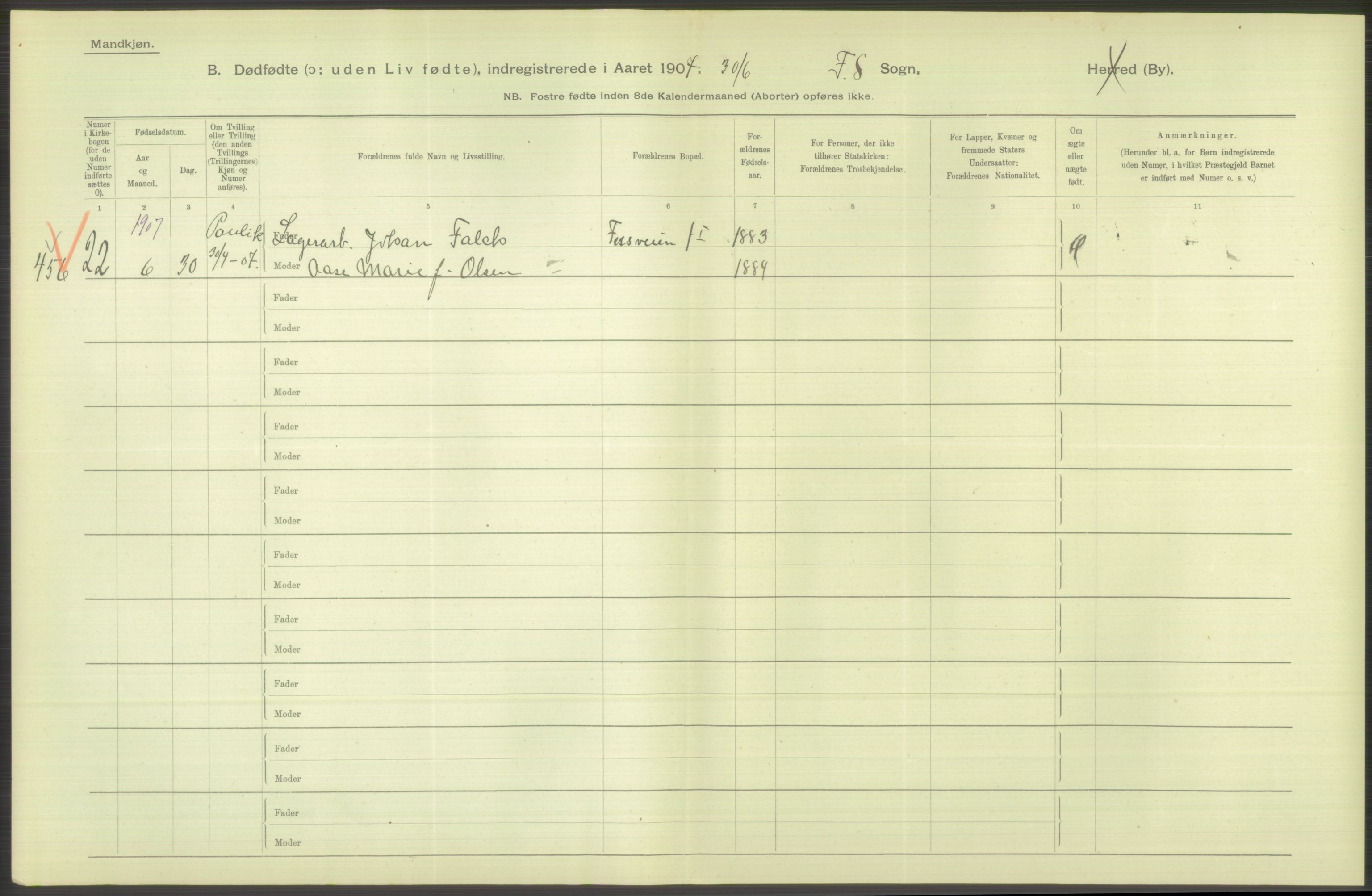 Statistisk sentralbyrå, Sosiodemografiske emner, Befolkning, AV/RA-S-2228/D/Df/Dfa/Dfae/L0010: Kristiania: Døde, dødfødte, 1907, p. 18