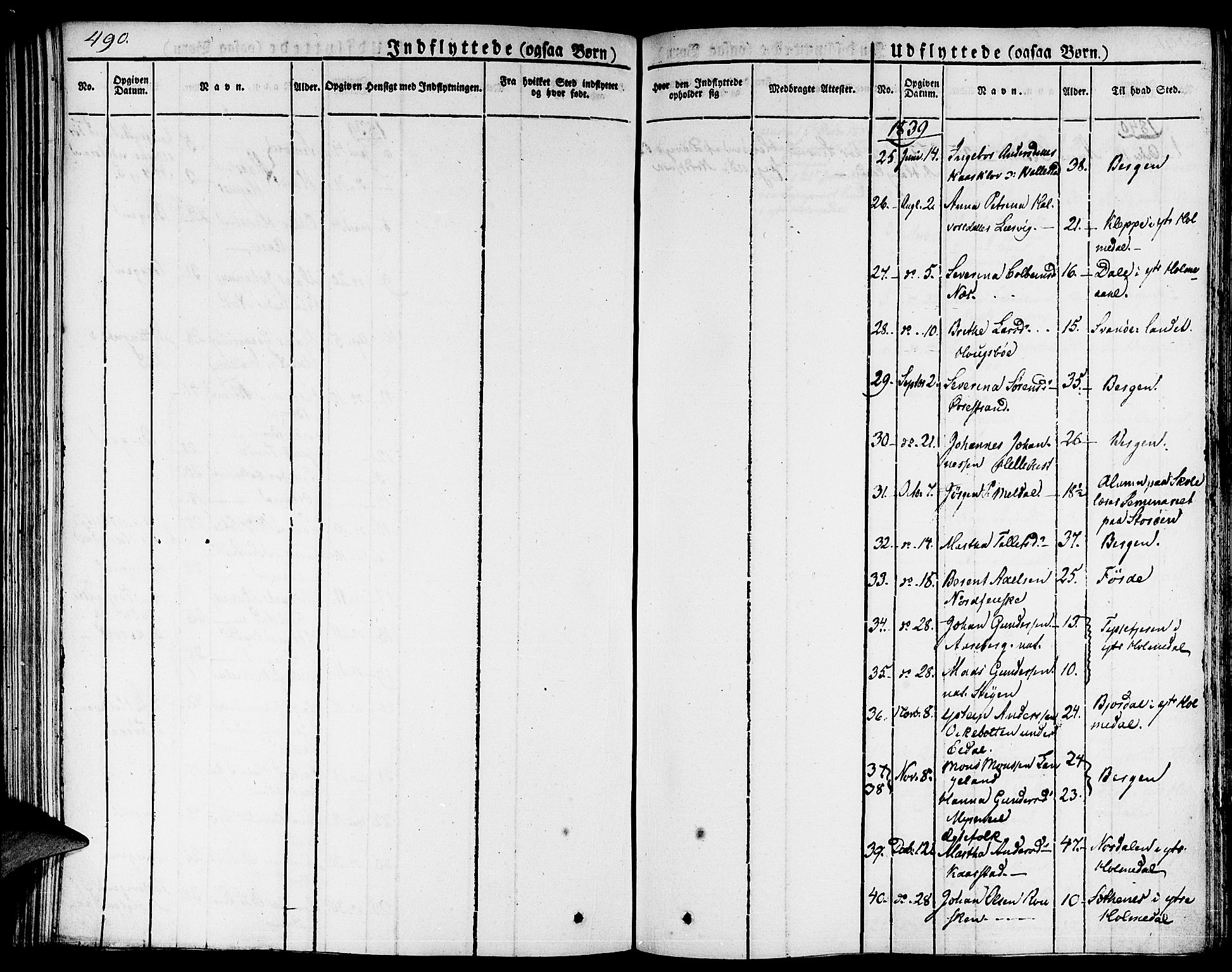 Gaular sokneprestembete, AV/SAB-A-80001/H/Haa: Parish register (official) no. A 3, 1821-1840, p. 490