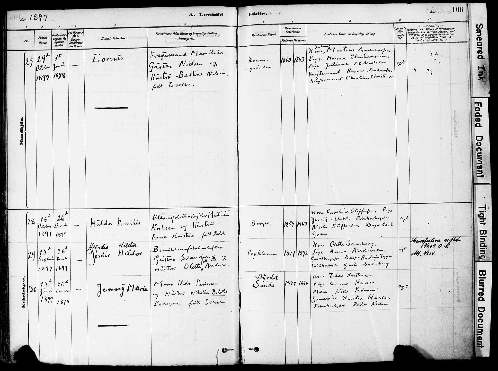 Strømm kirkebøker, AV/SAKO-A-322/F/Fa/L0004: Parish register (official) no. I 4, 1878-1899, p. 106