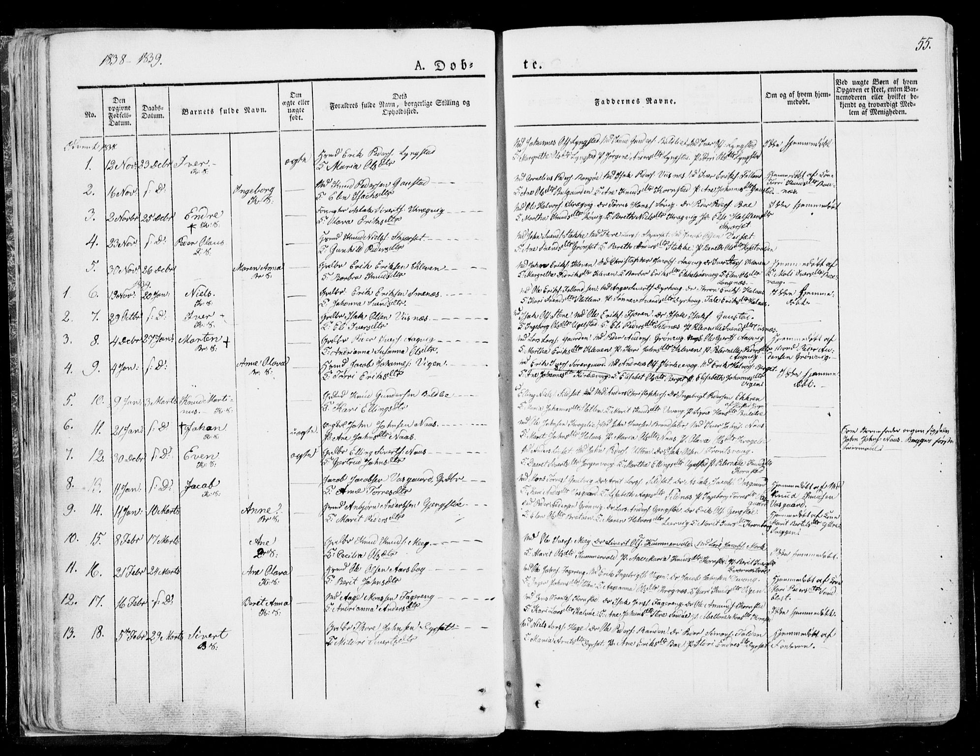 Ministerialprotokoller, klokkerbøker og fødselsregistre - Møre og Romsdal, SAT/A-1454/568/L0803: Parish register (official) no. 568A10, 1830-1853, p. 55