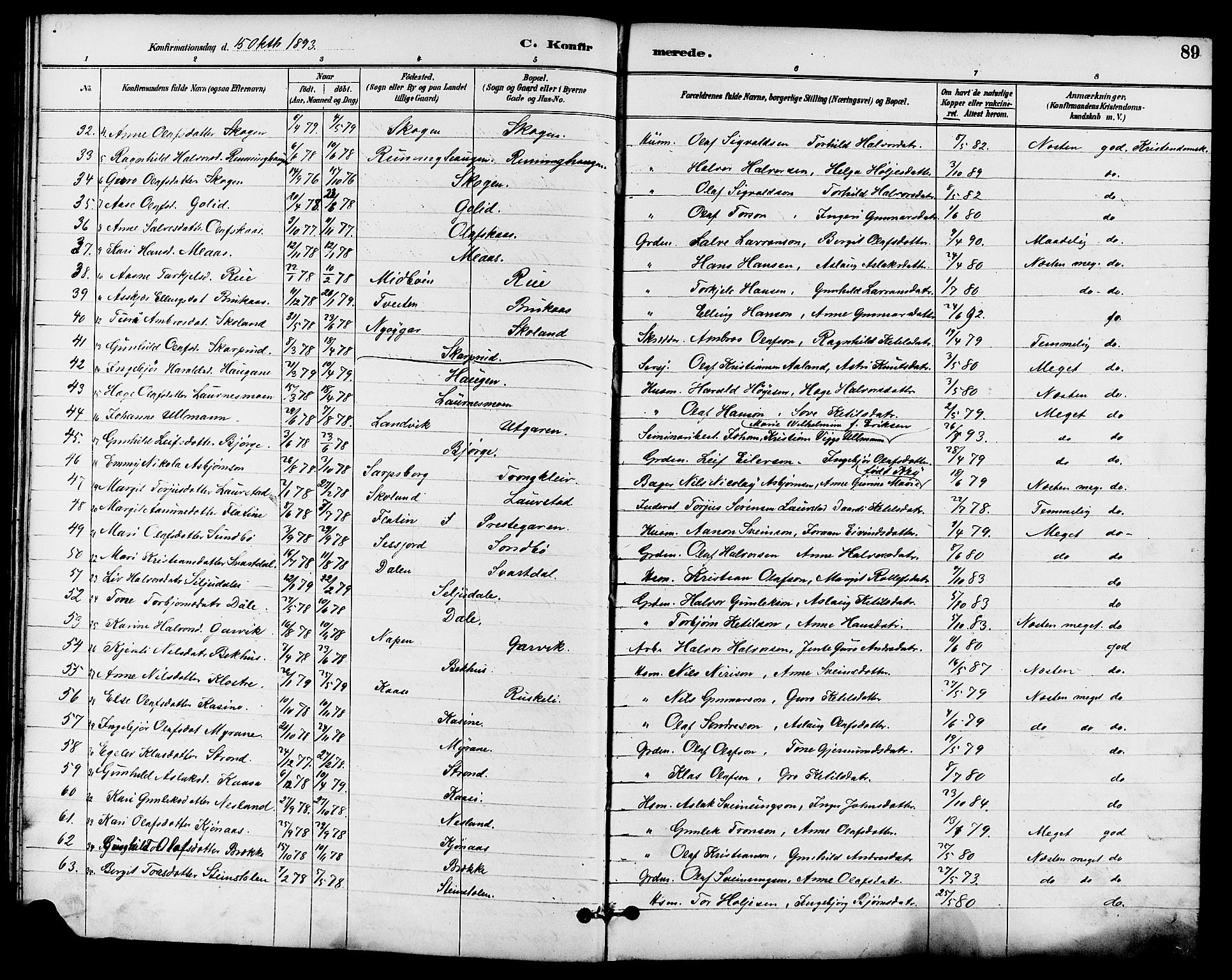 Seljord kirkebøker, SAKO/A-20/G/Ga/L0005: Parish register (copy) no. I 5, 1887-1914, p. 89