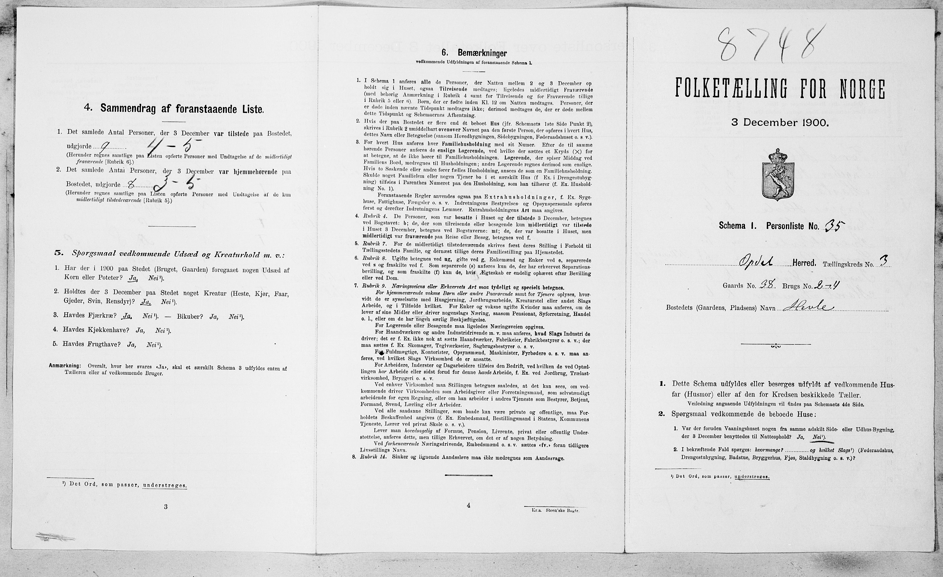 SAT, 1900 census for Oppdal, 1900, p. 364