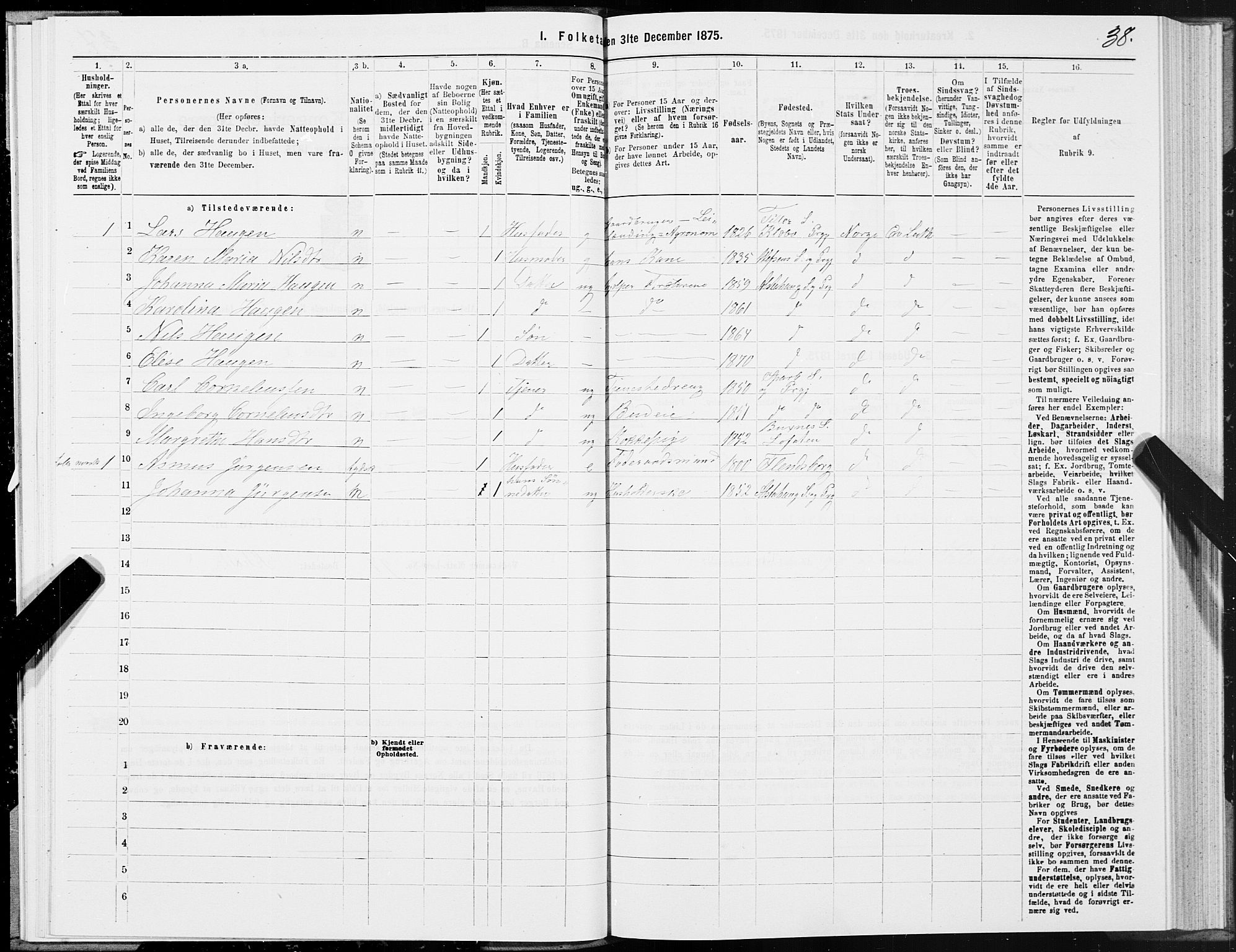 SAT, 1875 census for 1820P Alstahaug, 1875, p. 1038