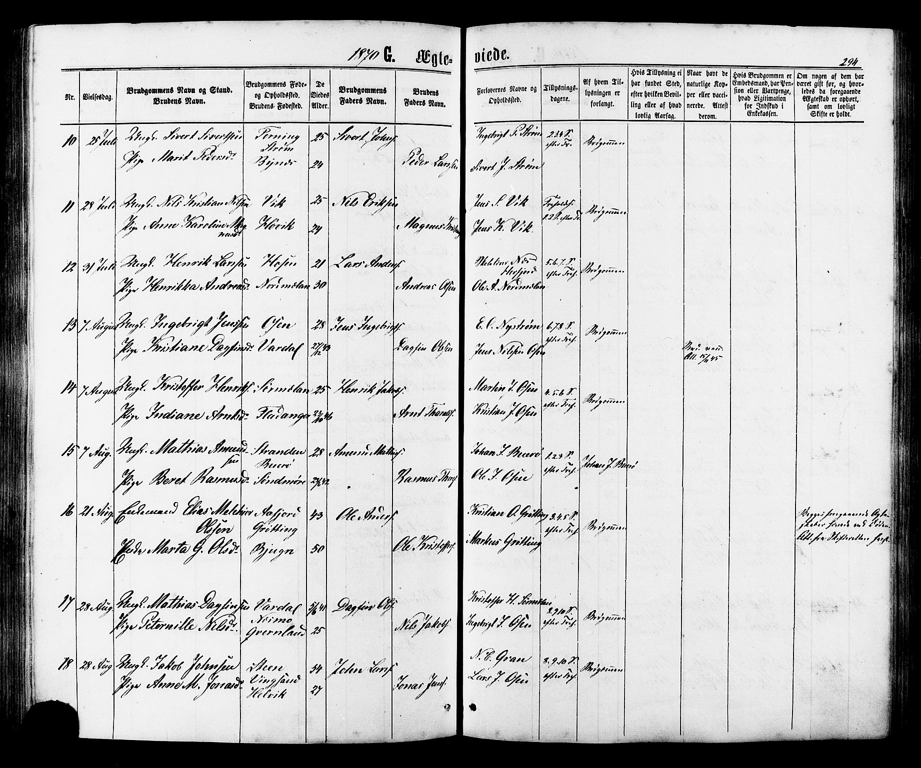 Ministerialprotokoller, klokkerbøker og fødselsregistre - Sør-Trøndelag, AV/SAT-A-1456/657/L0706: Parish register (official) no. 657A07, 1867-1878, p. 294