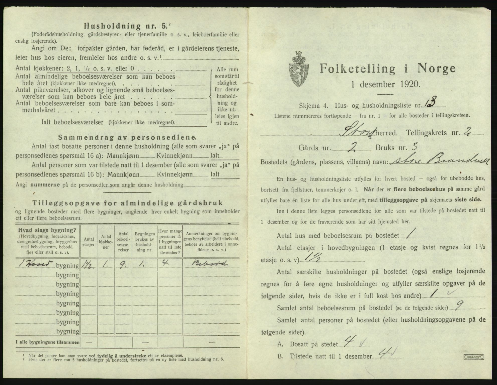 SAB, 1920 census for Stord, 1920, p. 120