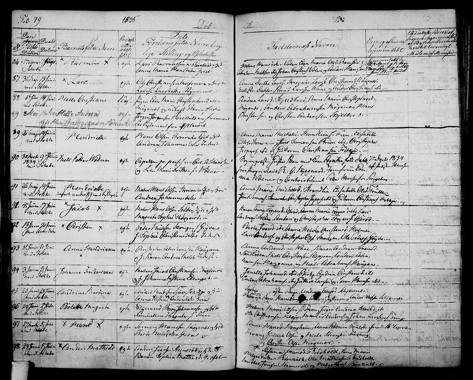 Stokke kirkebøker, SAKO/A-320/F/Fa/L0006: Parish register (official) no. I 6, 1826-1843, p. 79