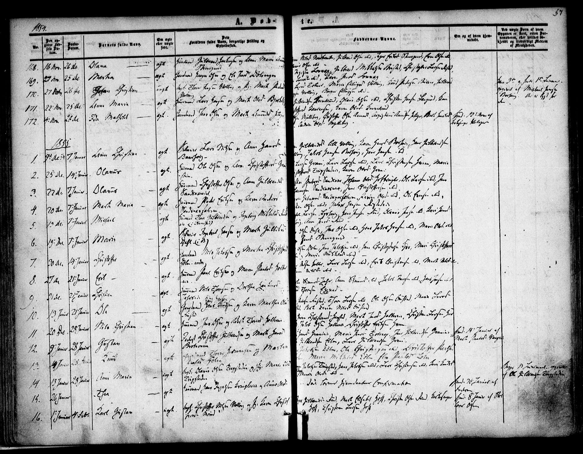 Nannestad prestekontor Kirkebøker, SAO/A-10414a/F/Fa/L0011: Parish register (official) no. I 11, 1850-1859, p. 57