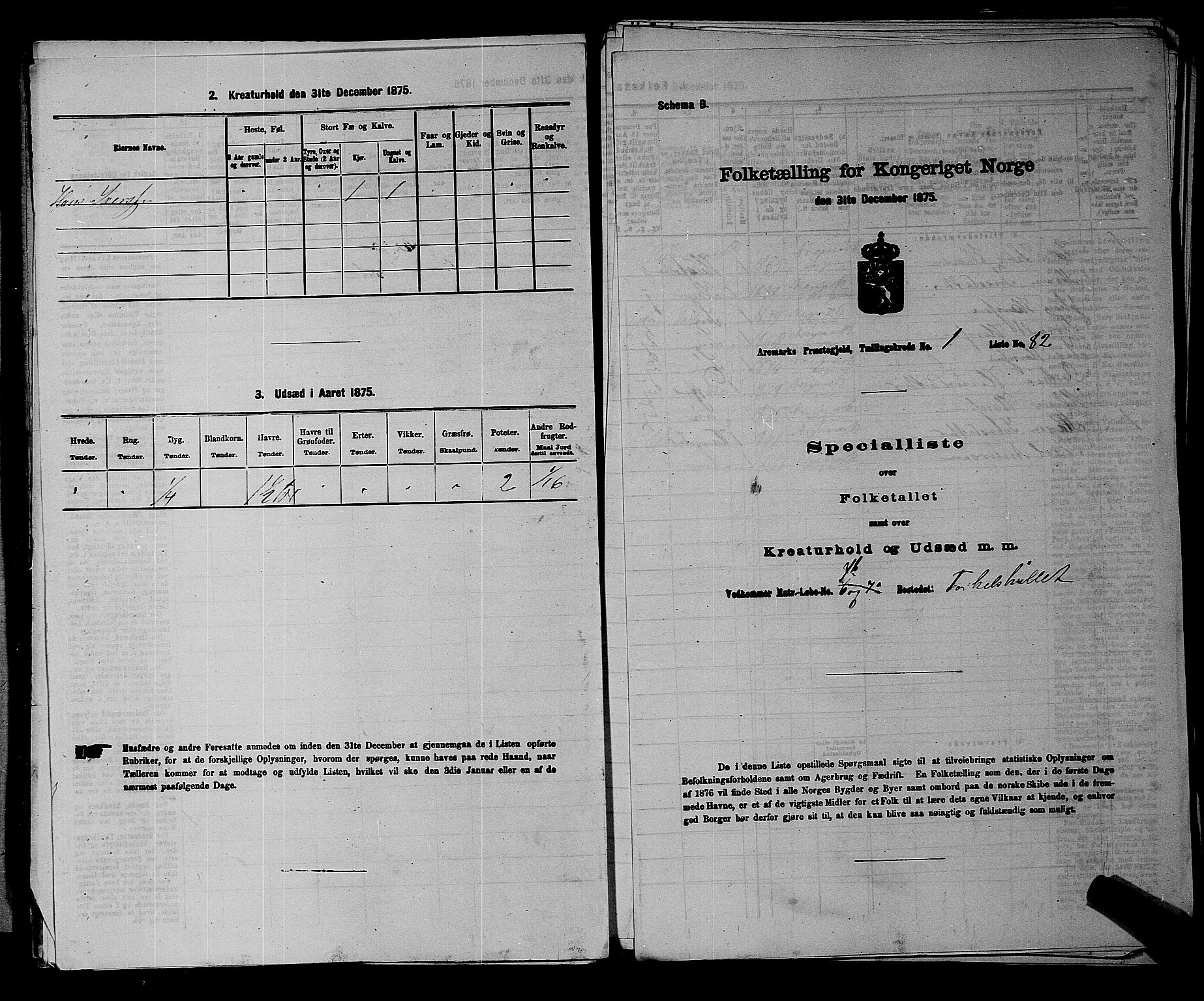 RA, 1875 census for 0118P Aremark, 1875, p. 92