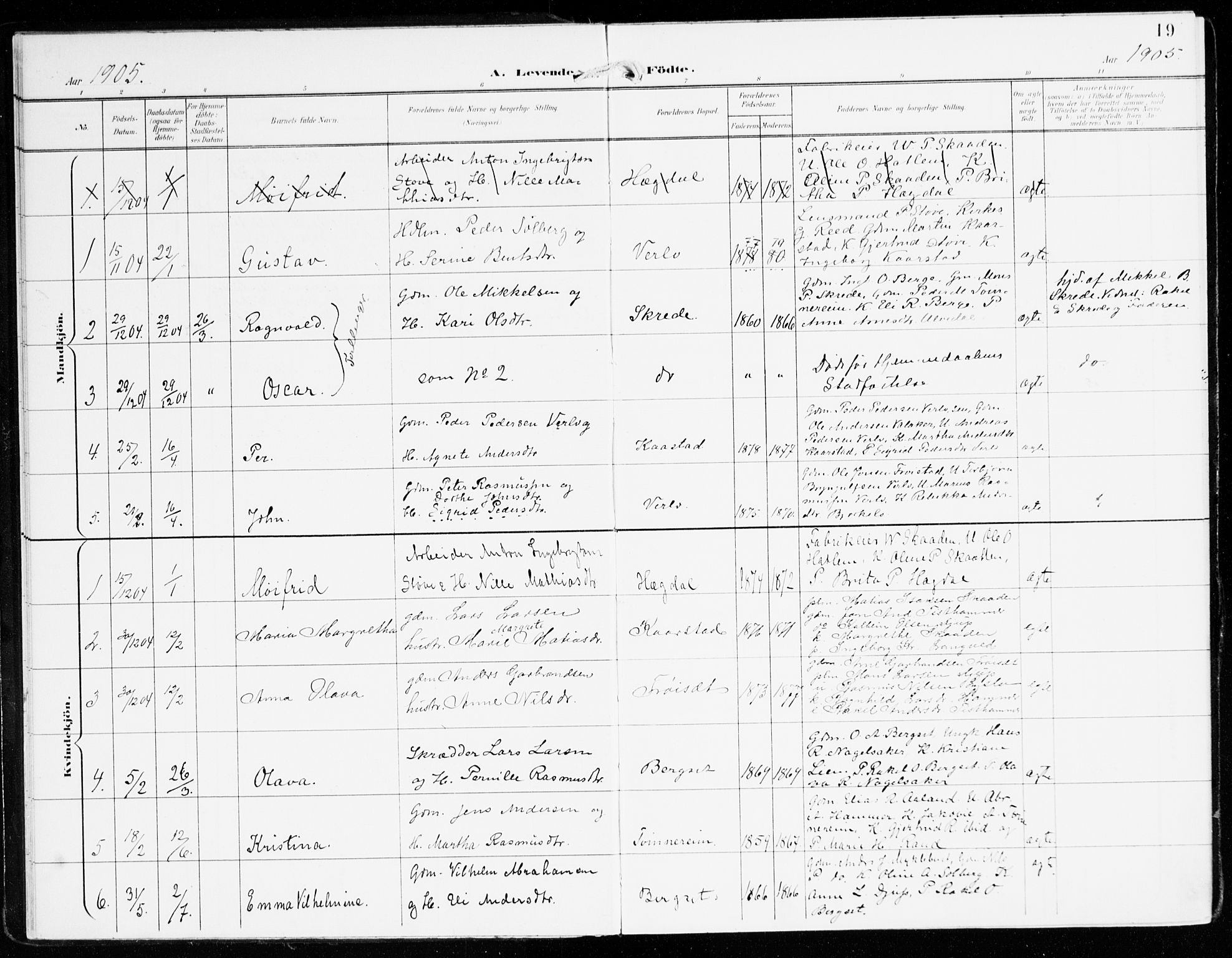 Innvik sokneprestembete, SAB/A-80501: Parish register (official) no. D 2, 1900-1921, p. 19