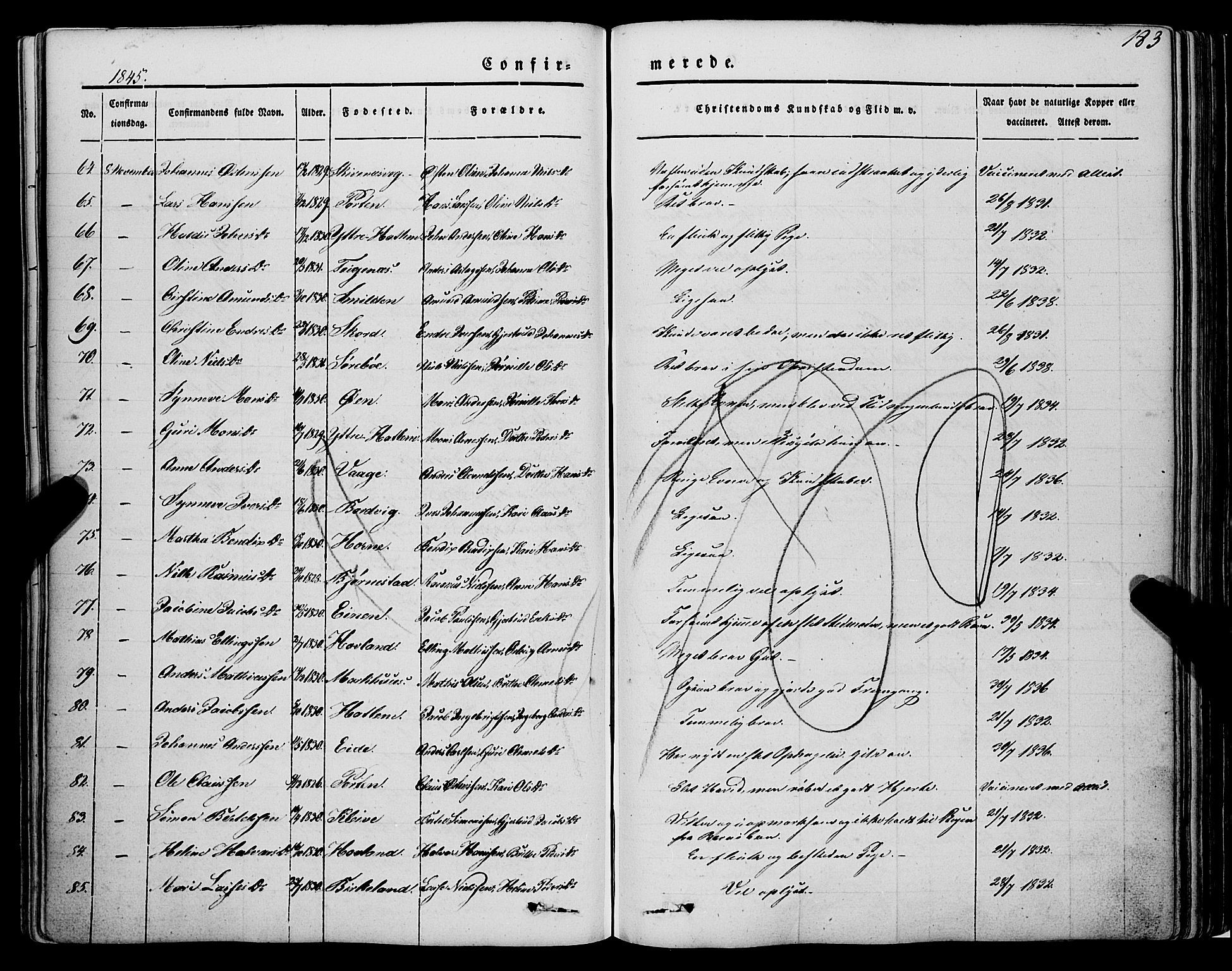 Askvoll sokneprestembete, AV/SAB-A-79501/H/Haa/Haaa/L0011/0001: Parish register (official) no. A 11 I, 1845-1864, p. 183