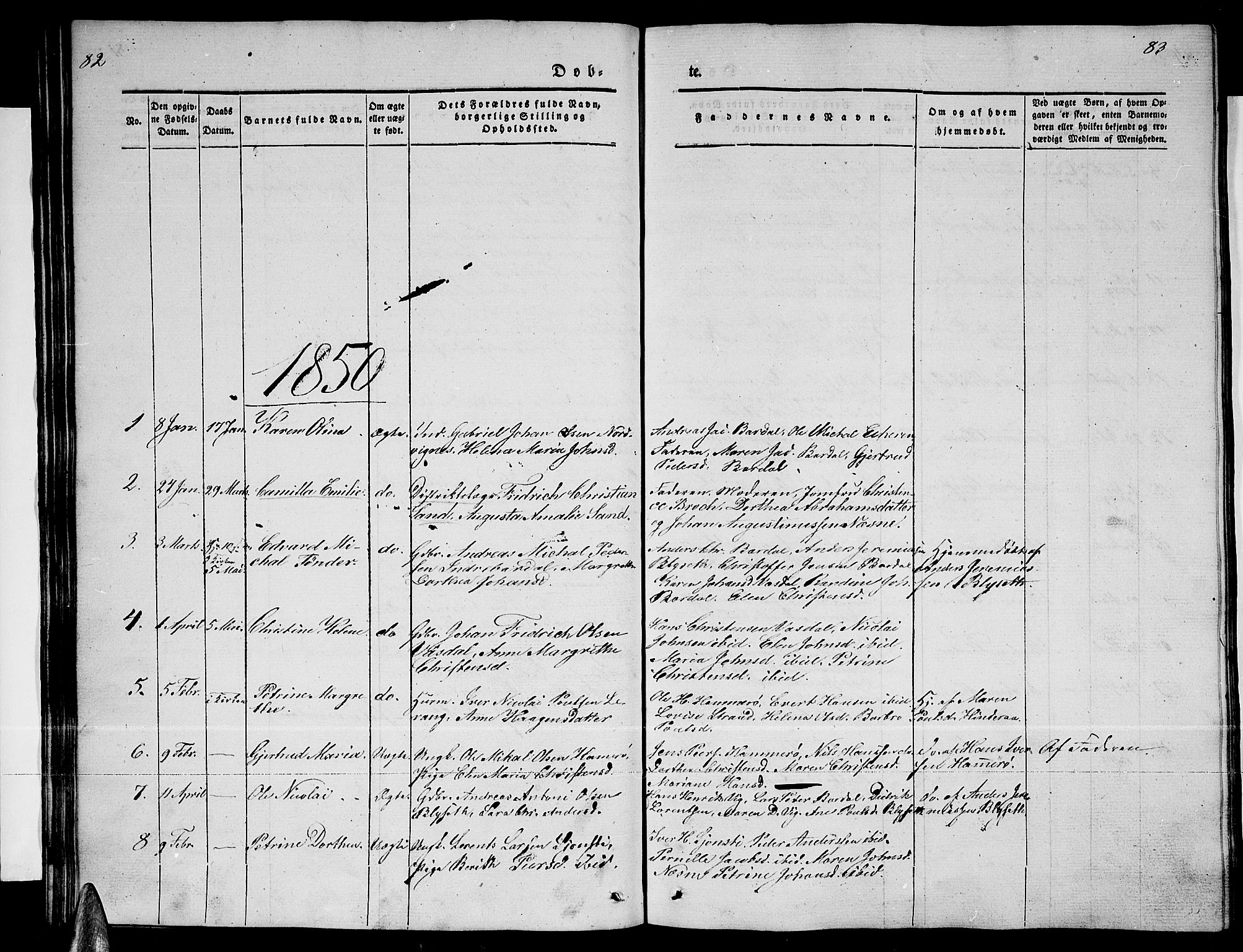 Ministerialprotokoller, klokkerbøker og fødselsregistre - Nordland, AV/SAT-A-1459/838/L0555: Parish register (copy) no. 838C02, 1842-1861, p. 82-83