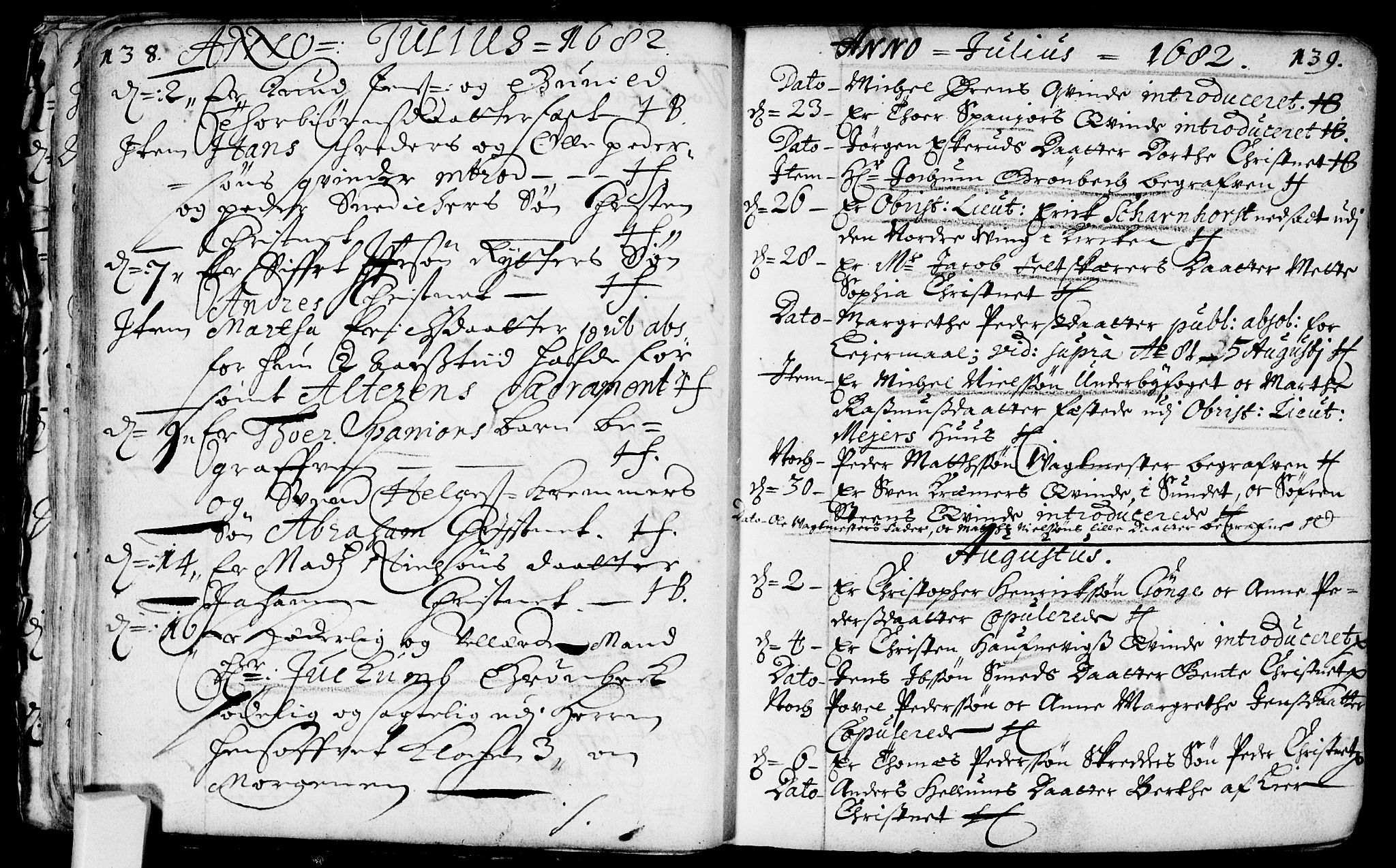 Bragernes kirkebøker, AV/SAKO-A-6/F/Fa/L0002: Parish register (official) no. I 2, 1680-1705, p. 138-139