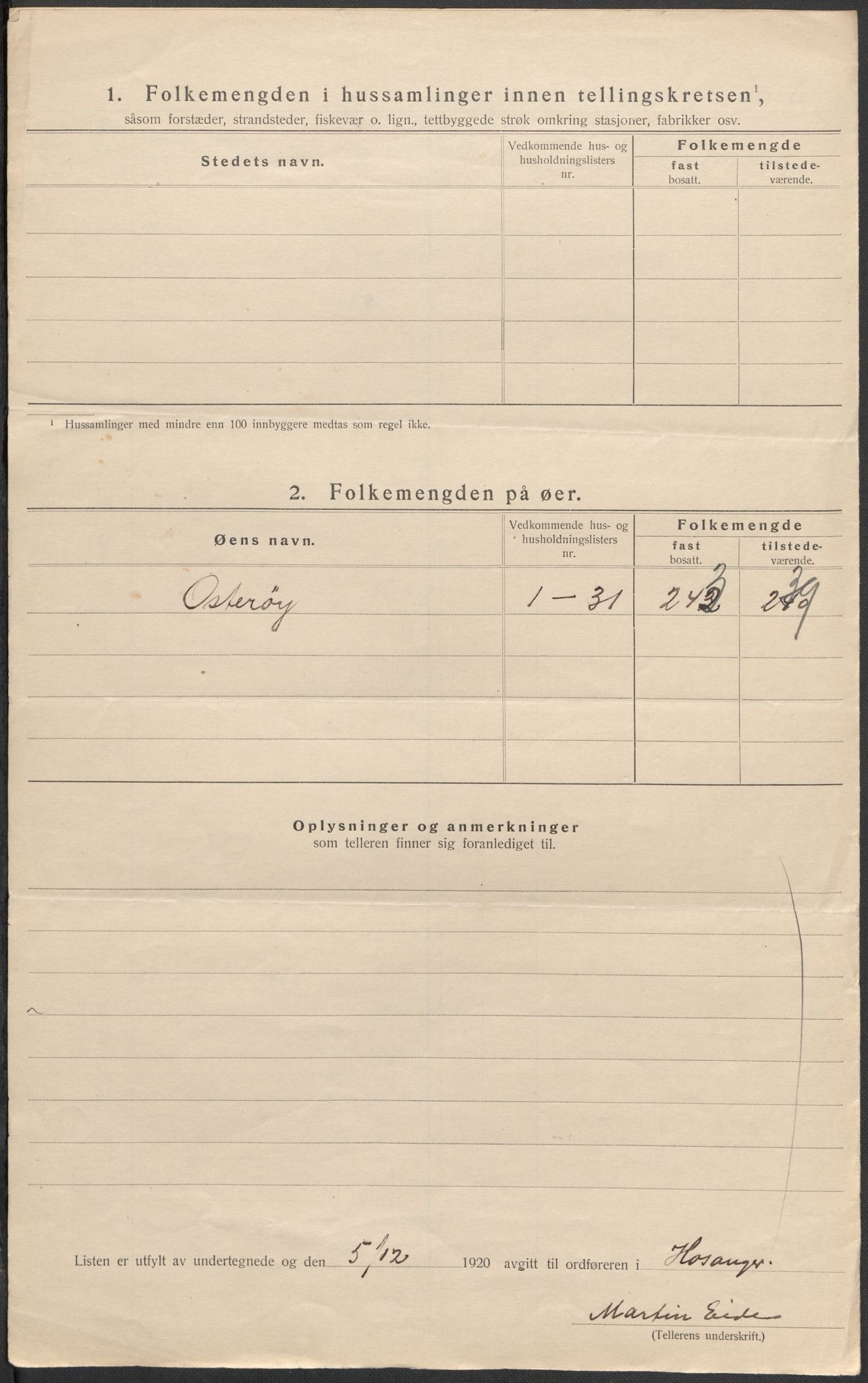 SAB, 1920 census for Hosanger, 1920, p. 28