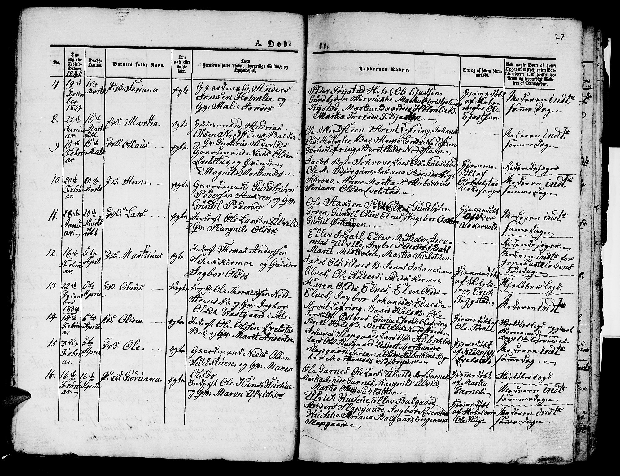 Ministerialprotokoller, klokkerbøker og fødselsregistre - Nord-Trøndelag, SAT/A-1458/724/L0266: Parish register (copy) no. 724C02, 1836-1843, p. 27