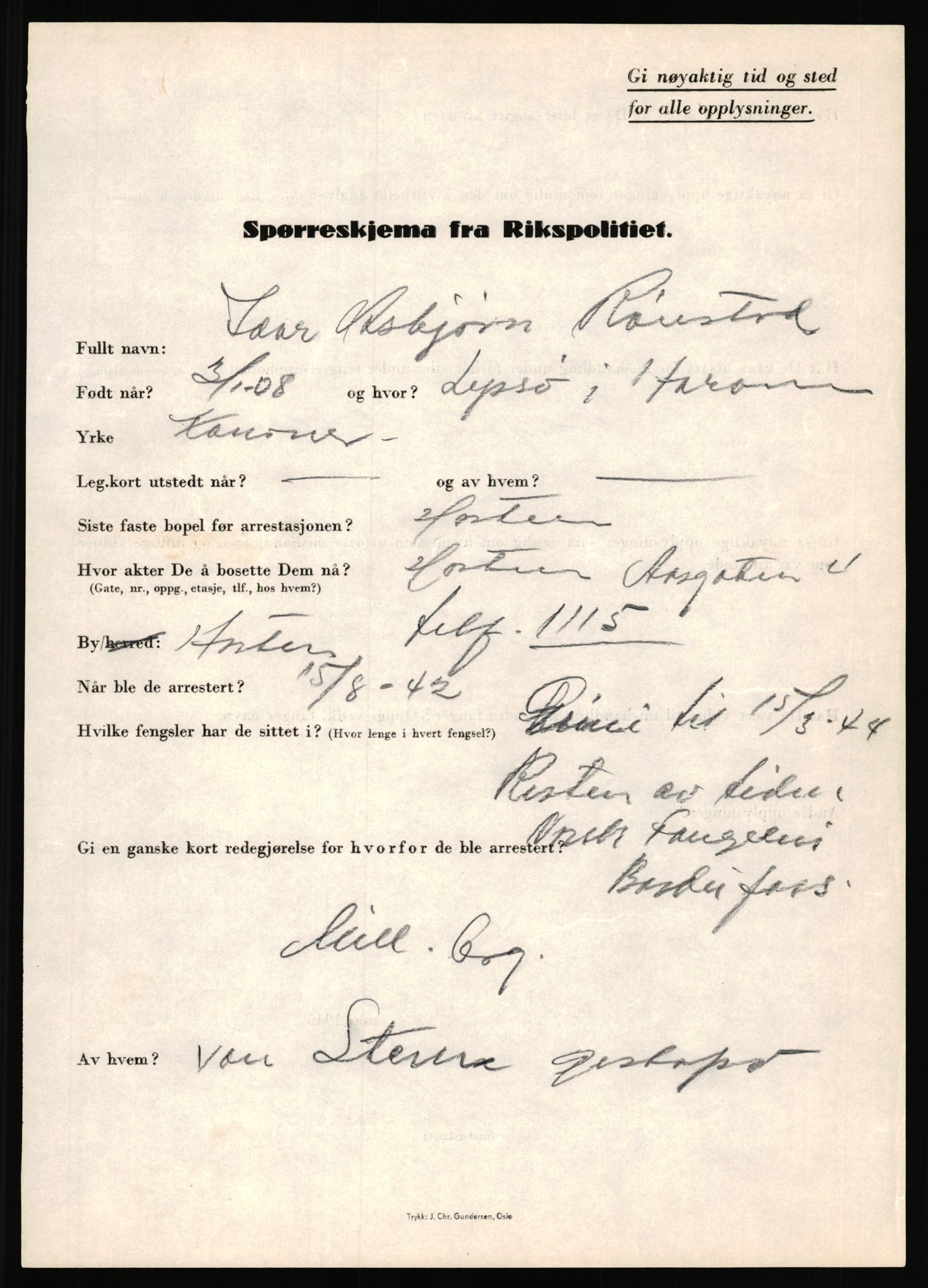 Rikspolitisjefen, AV/RA-S-1560/L/L0014: Pettersen, Aksel - Savosnick, Ernst, 1940-1945, p. 1010