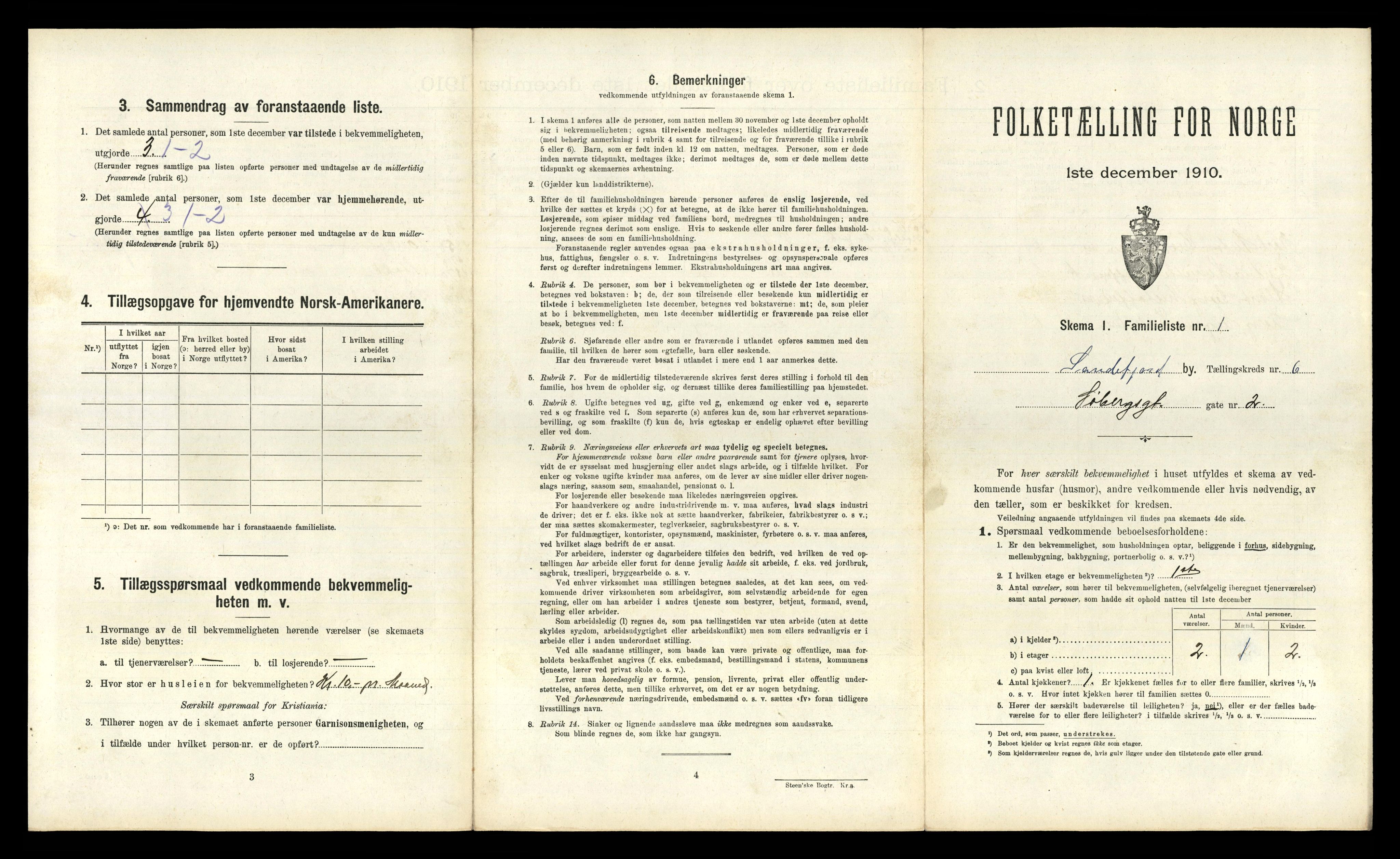 RA, 1910 census for Sandefjord, 1910, p. 1654