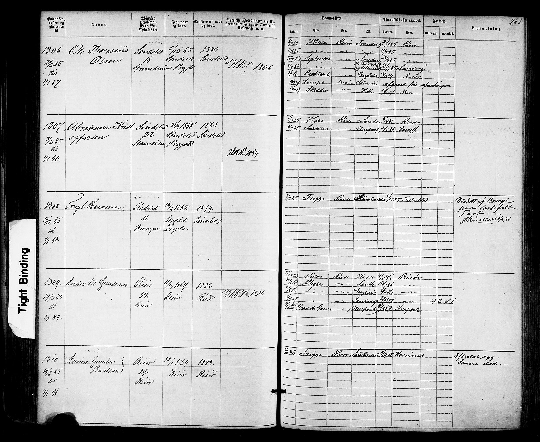 Risør mønstringskrets, AV/SAK-2031-0010/F/Fa/L0003: Annotasjonsrulle nr 1-1913 med register, T-7, 1863-1899, p. 200