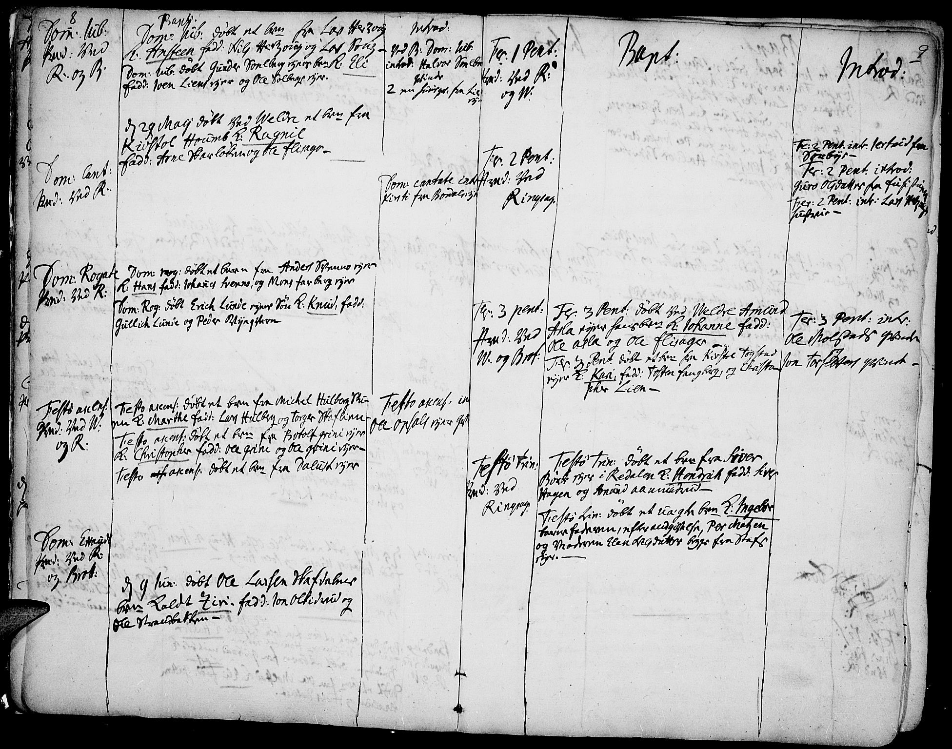 Ringsaker prestekontor, AV/SAH-PREST-014/K/Ka/L0001: Parish register (official) no. 1, 1734-1746, p. 8-9