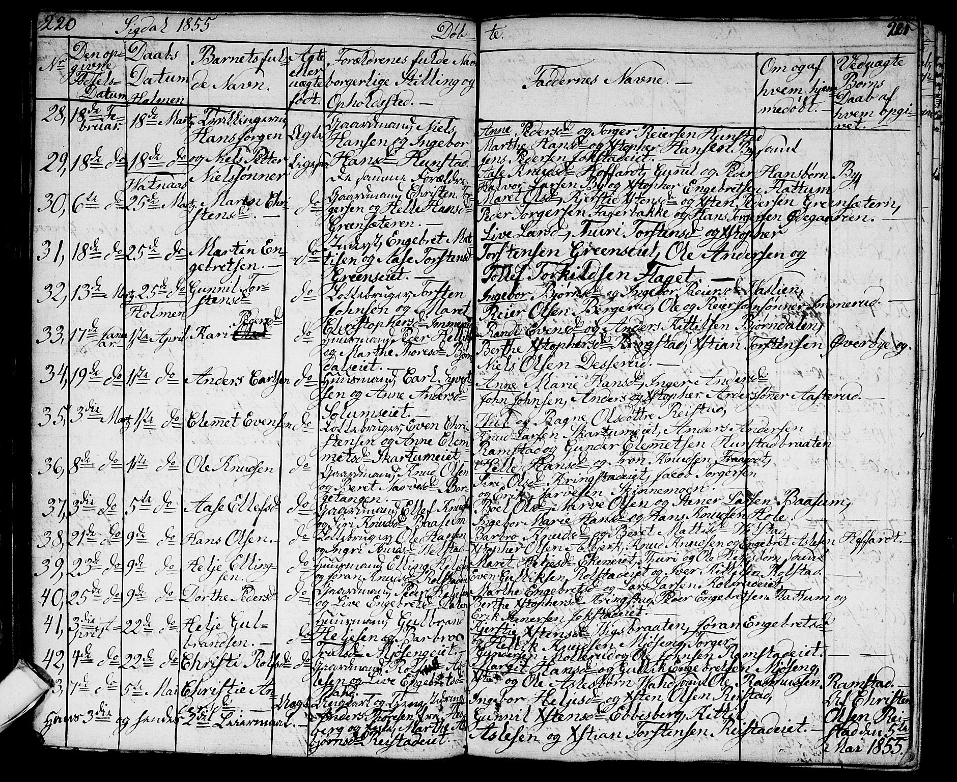 Sigdal kirkebøker, SAKO/A-245/G/Ga/L0002: Parish register (copy) no. I 2, 1835-1856, p. 220-221