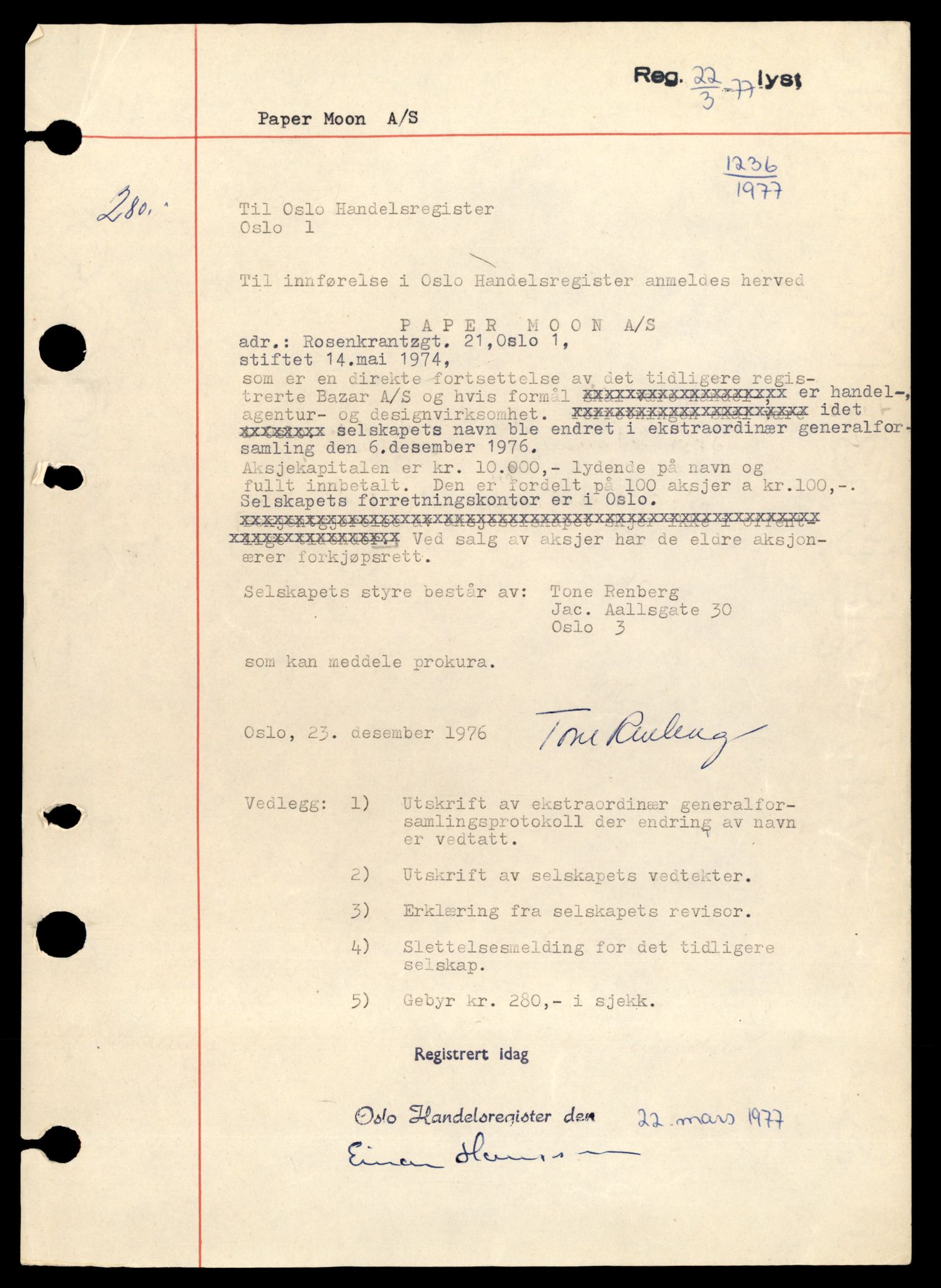 Oslo byfogd, Handelsregisteret, AV/SAT-A-10867/G/Gb/Gbb/L0040: Registreringsmeldinger, P-Th, 1980, p. 1