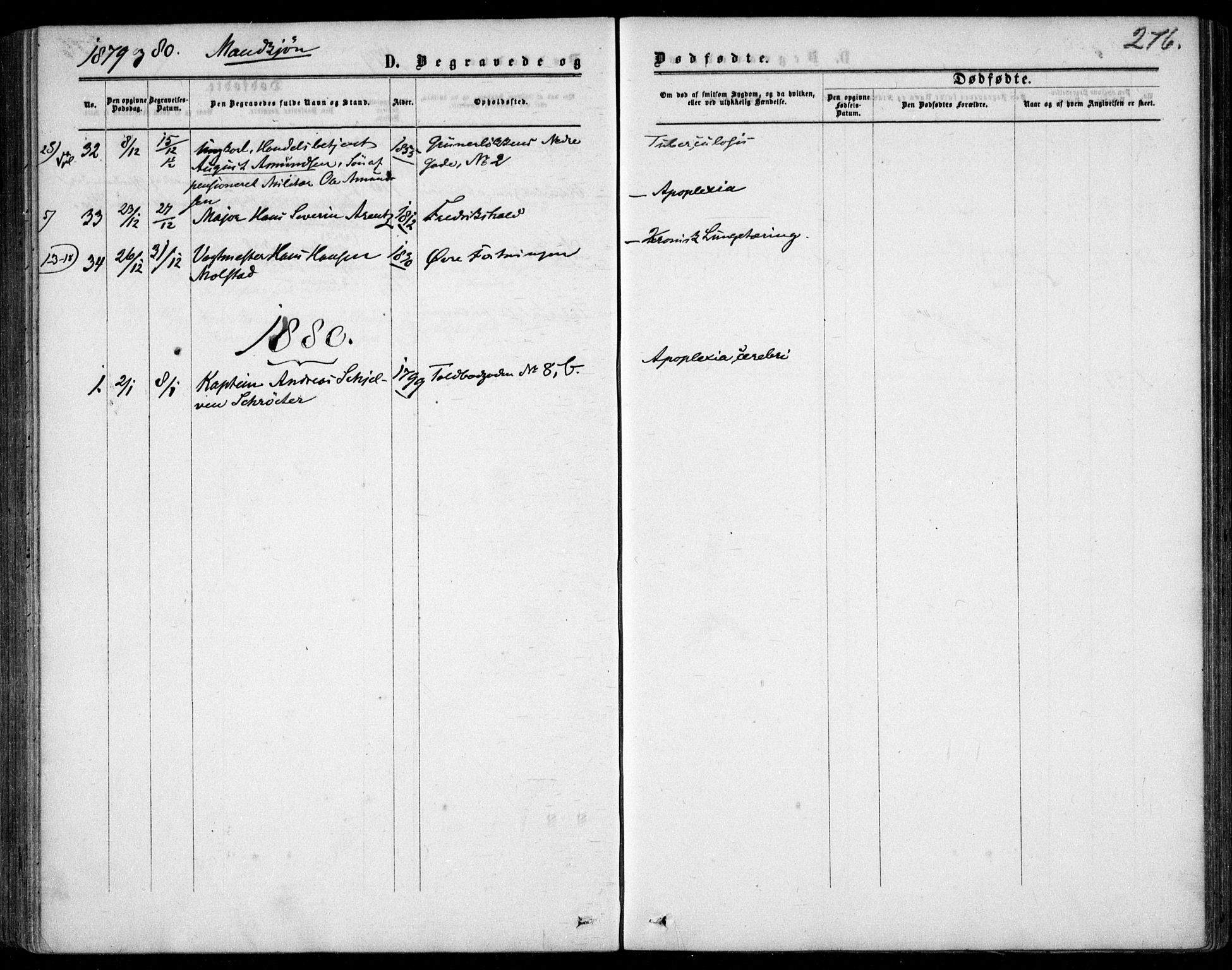 Garnisonsmenigheten Kirkebøker, SAO/A-10846/F/Fa/L0011: Parish register (official) no. 11, 1870-1880, p. 276