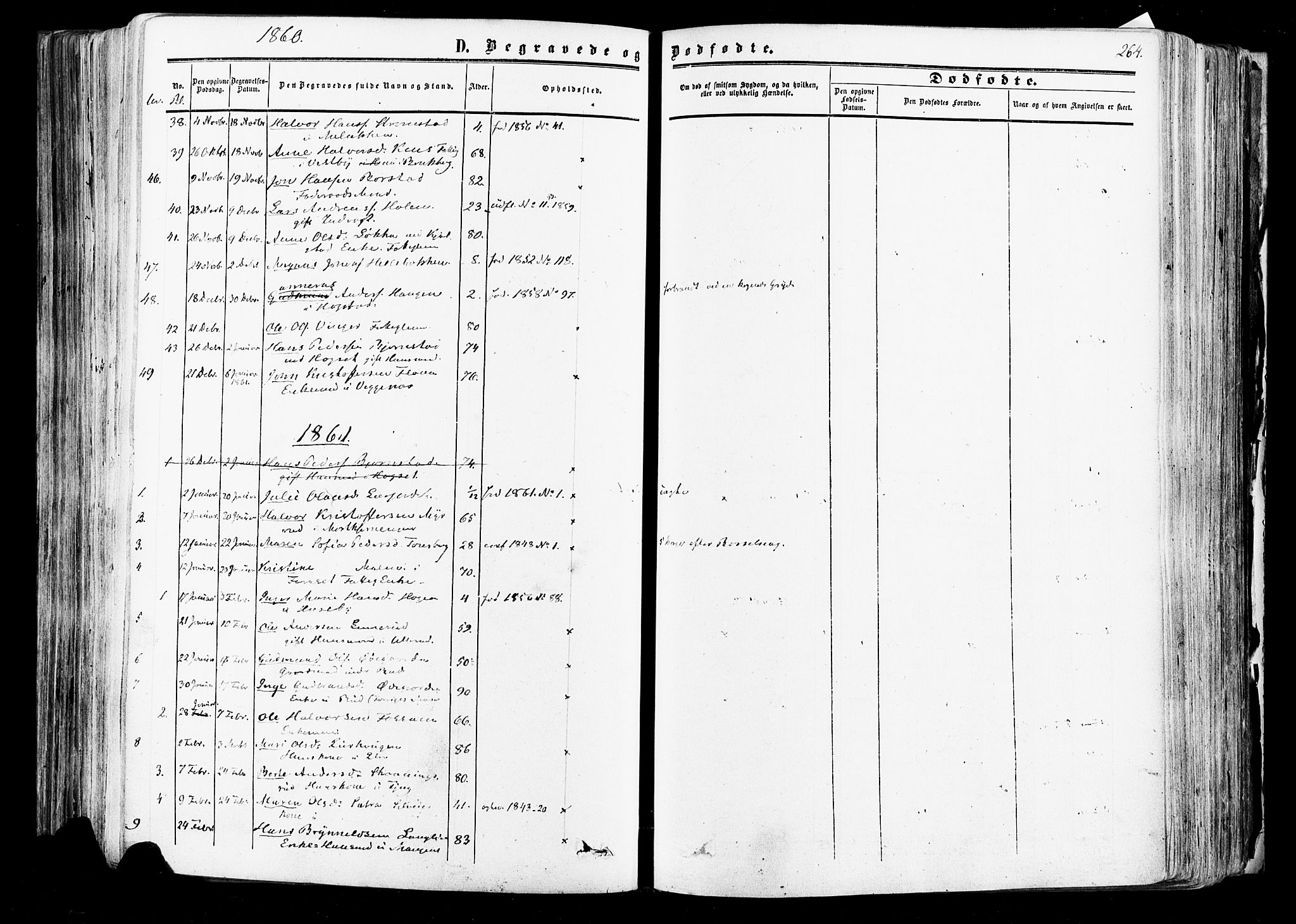 Aurskog prestekontor Kirkebøker, SAO/A-10304a/F/Fa/L0007: Parish register (official) no. I 7, 1854-1877, p. 264