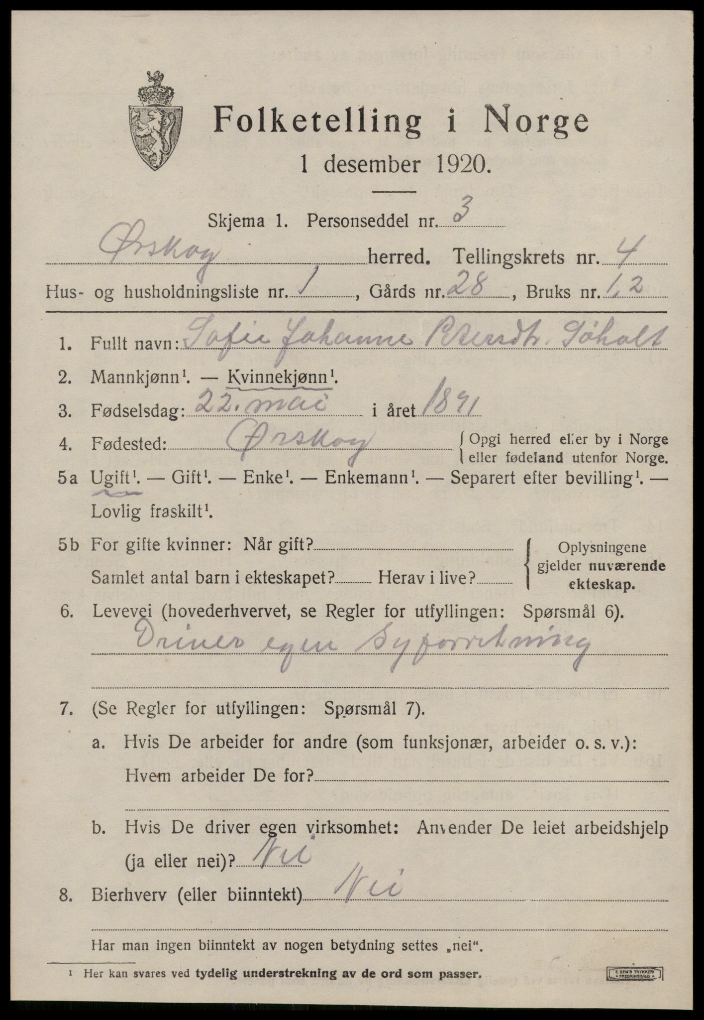 SAT, 1920 census for Ørskog, 1920, p. 2196