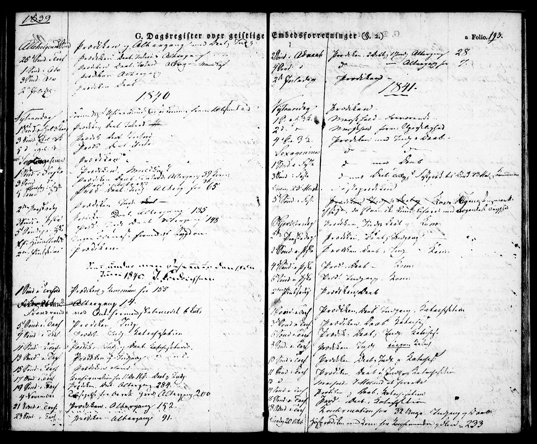 Birkenes sokneprestkontor, AV/SAK-1111-0004/F/Fa/L0001: Parish register (official) no. A 1, 1829-1849, p. 193