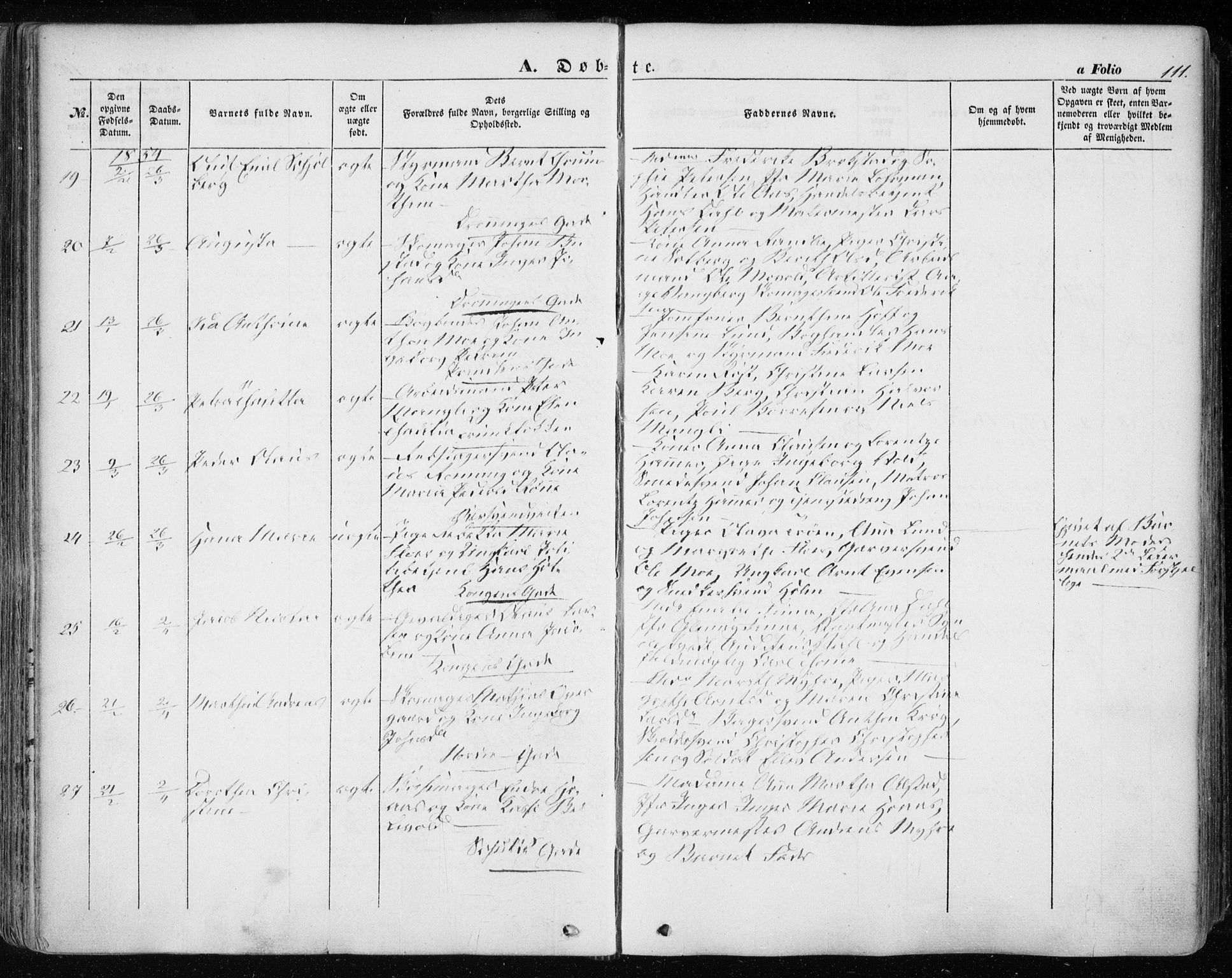 Ministerialprotokoller, klokkerbøker og fødselsregistre - Sør-Trøndelag, AV/SAT-A-1456/601/L0051: Parish register (official) no. 601A19, 1848-1857, p. 111