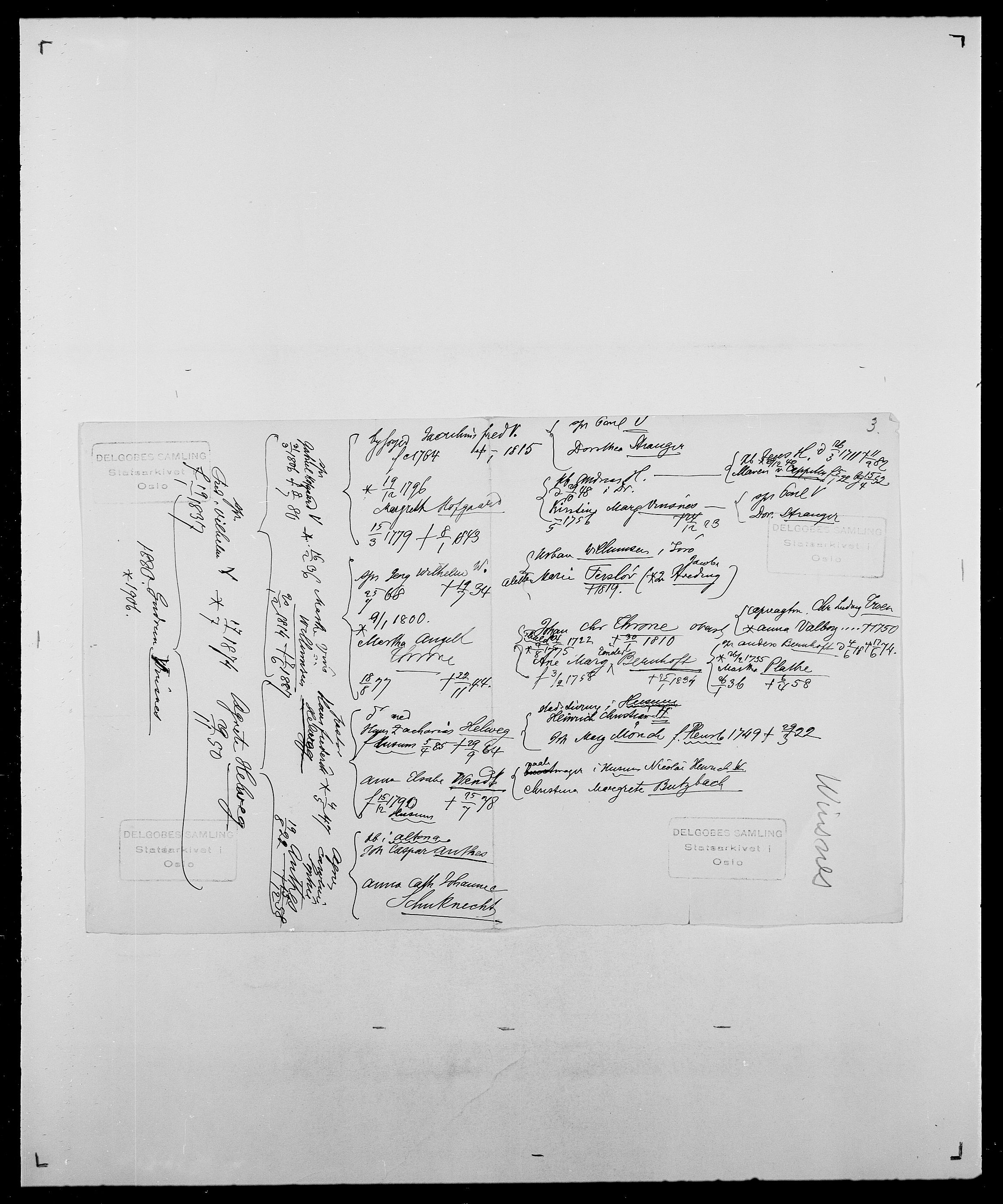 Delgobe, Charles Antoine - samling, AV/SAO-PAO-0038/D/Da/L0042: Vilain - Wulf, Wulff, se også Wolf, p. 283