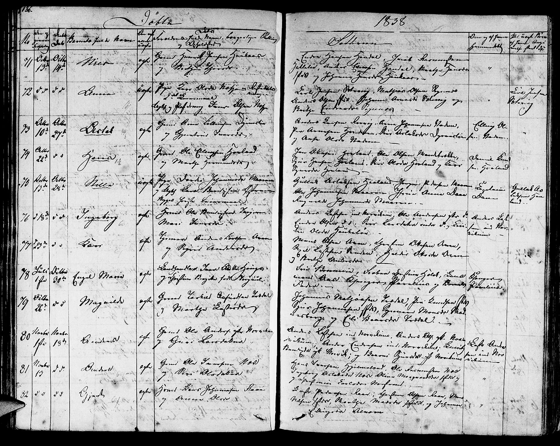 Lavik sokneprestembete, SAB/A-80901: Parish register (official) no. A 2I, 1821-1842, p. 136