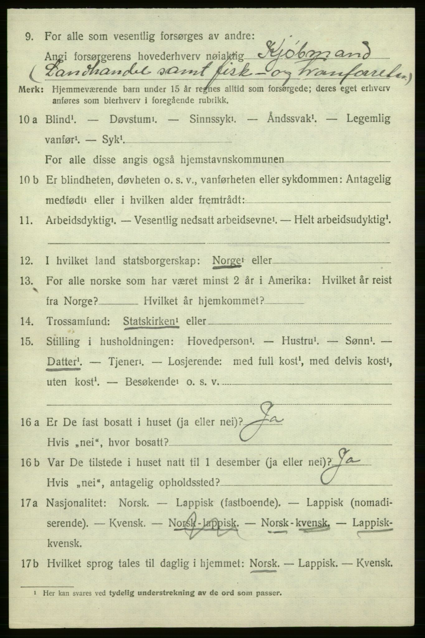 SATØ, 1920 census for Loppa, 1920, p. 2685