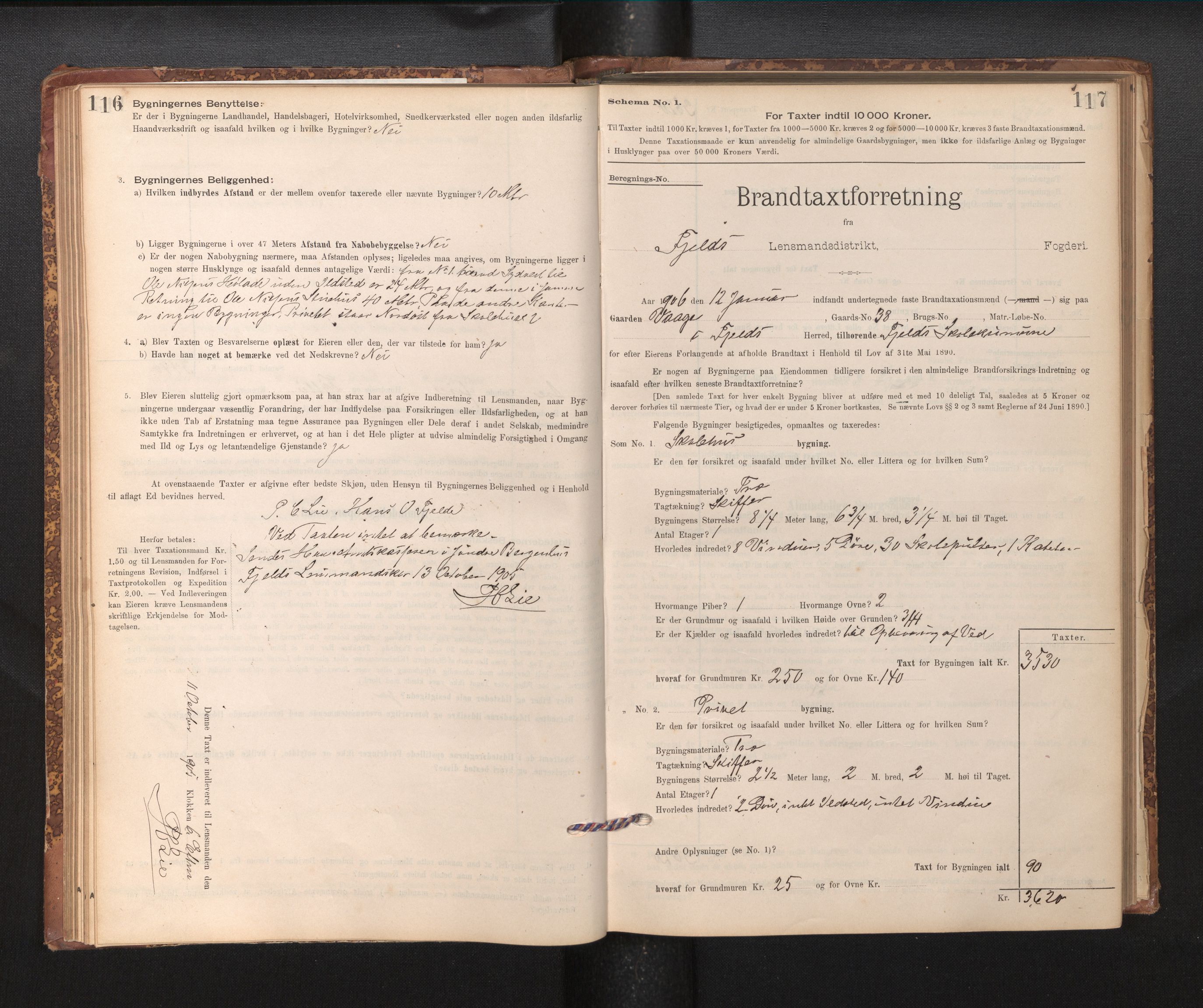 Lensmannen i Fjell, AV/SAB-A-32301/0012/L0005: Branntakstprotokoll, skjematakst, 1895-1931, p. 116-117
