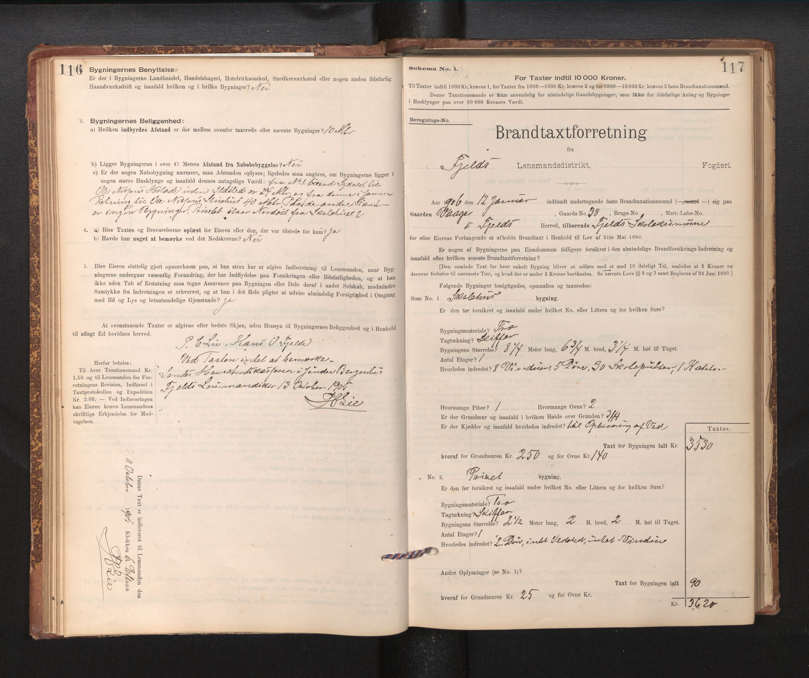 Lensmannen i Fjell, SAB/A-32301/0012/L0005: Branntakstprotokoll, skjematakst, 1895-1931, p. 116-117