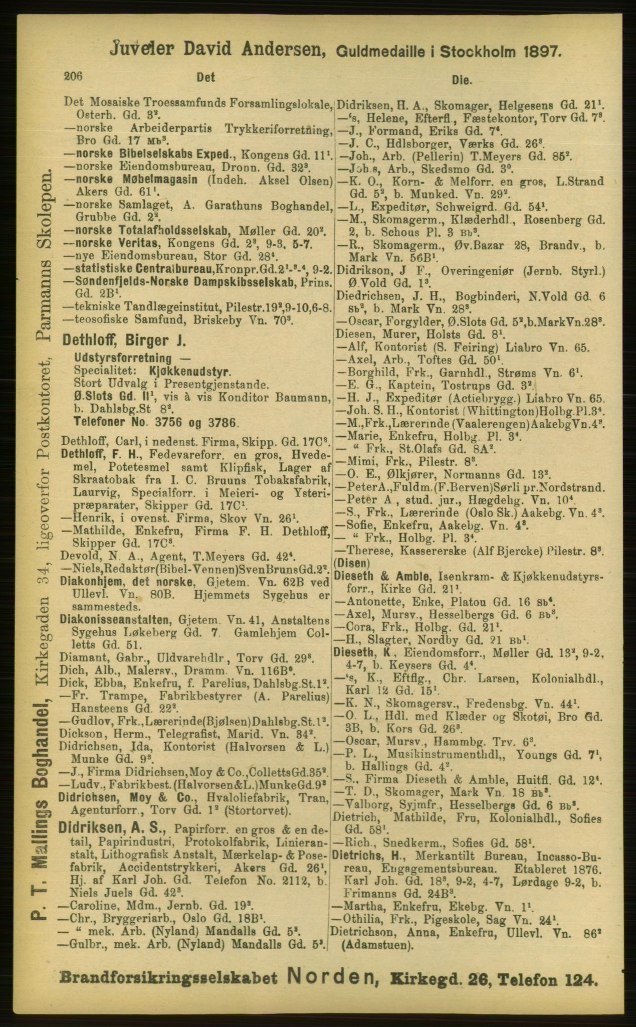 Kristiania/Oslo adressebok, PUBL/-, 1898, p. 206