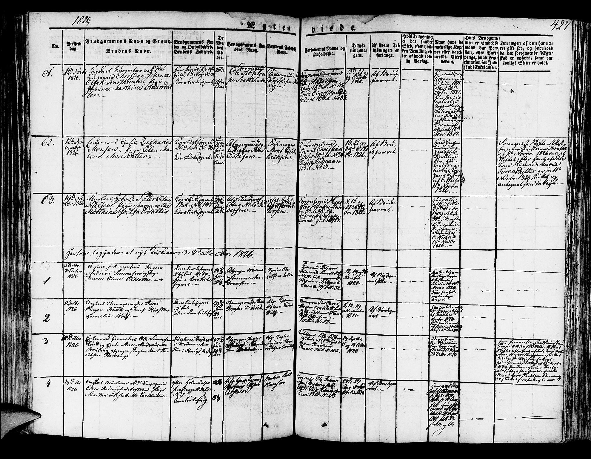 Korskirken sokneprestembete, AV/SAB-A-76101/H/Haa/L0014: Parish register (official) no. A 14, 1823-1835, p. 427