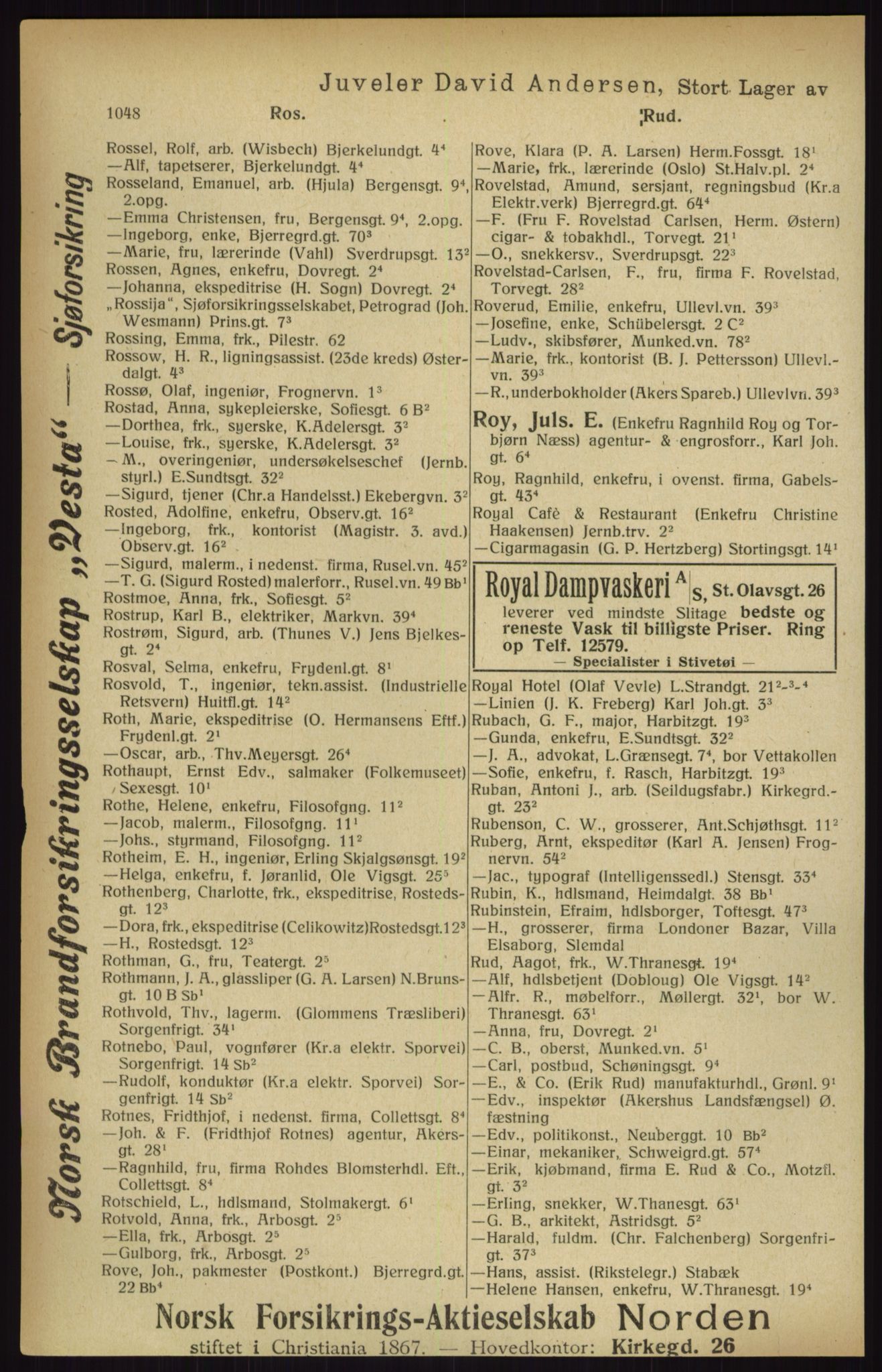 Kristiania/Oslo adressebok, PUBL/-, 1916, p. 1048
