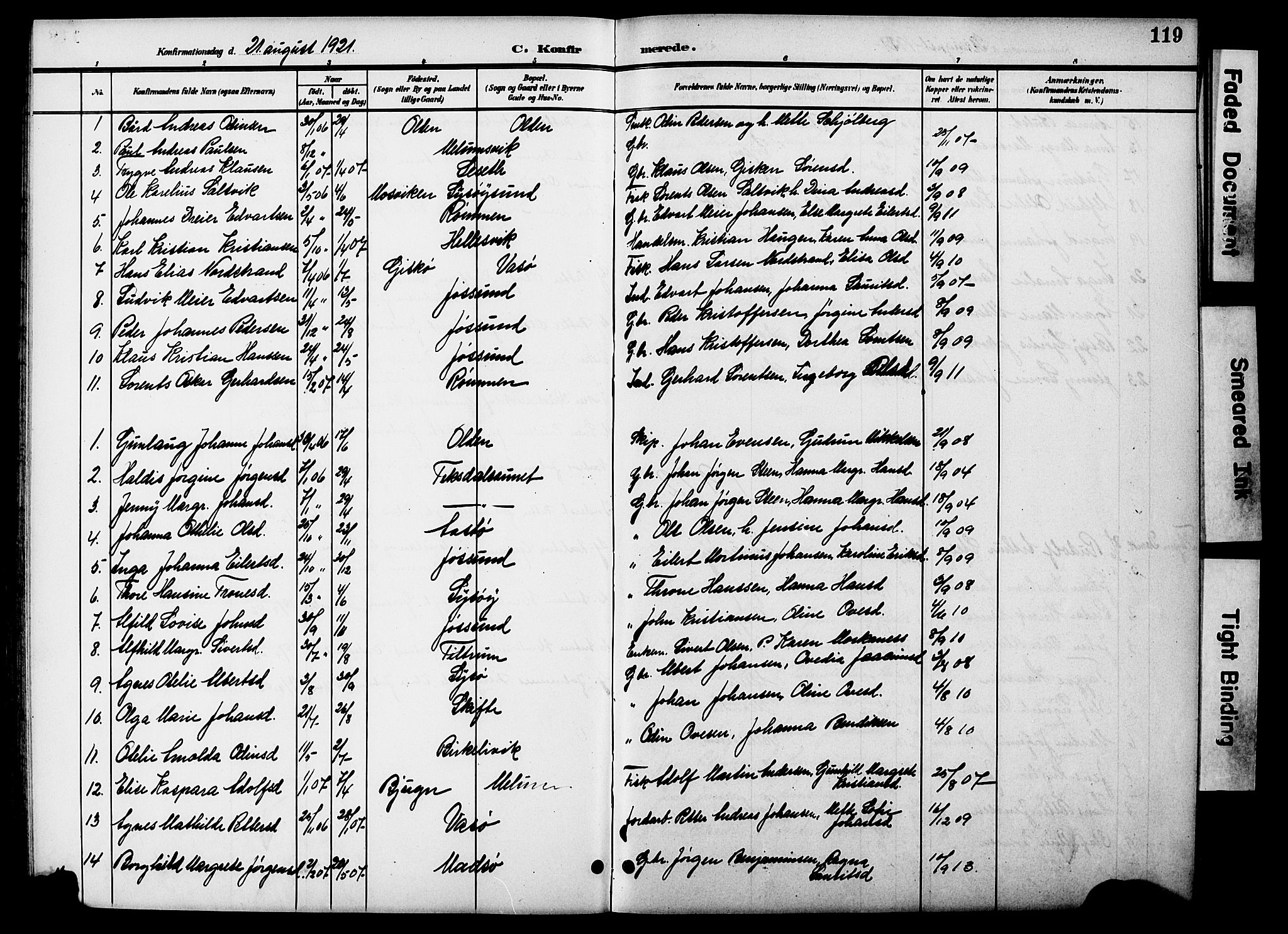 Ministerialprotokoller, klokkerbøker og fødselsregistre - Sør-Trøndelag, SAT/A-1456/654/L0666: Parish register (copy) no. 654C02, 1901-1925, p. 119