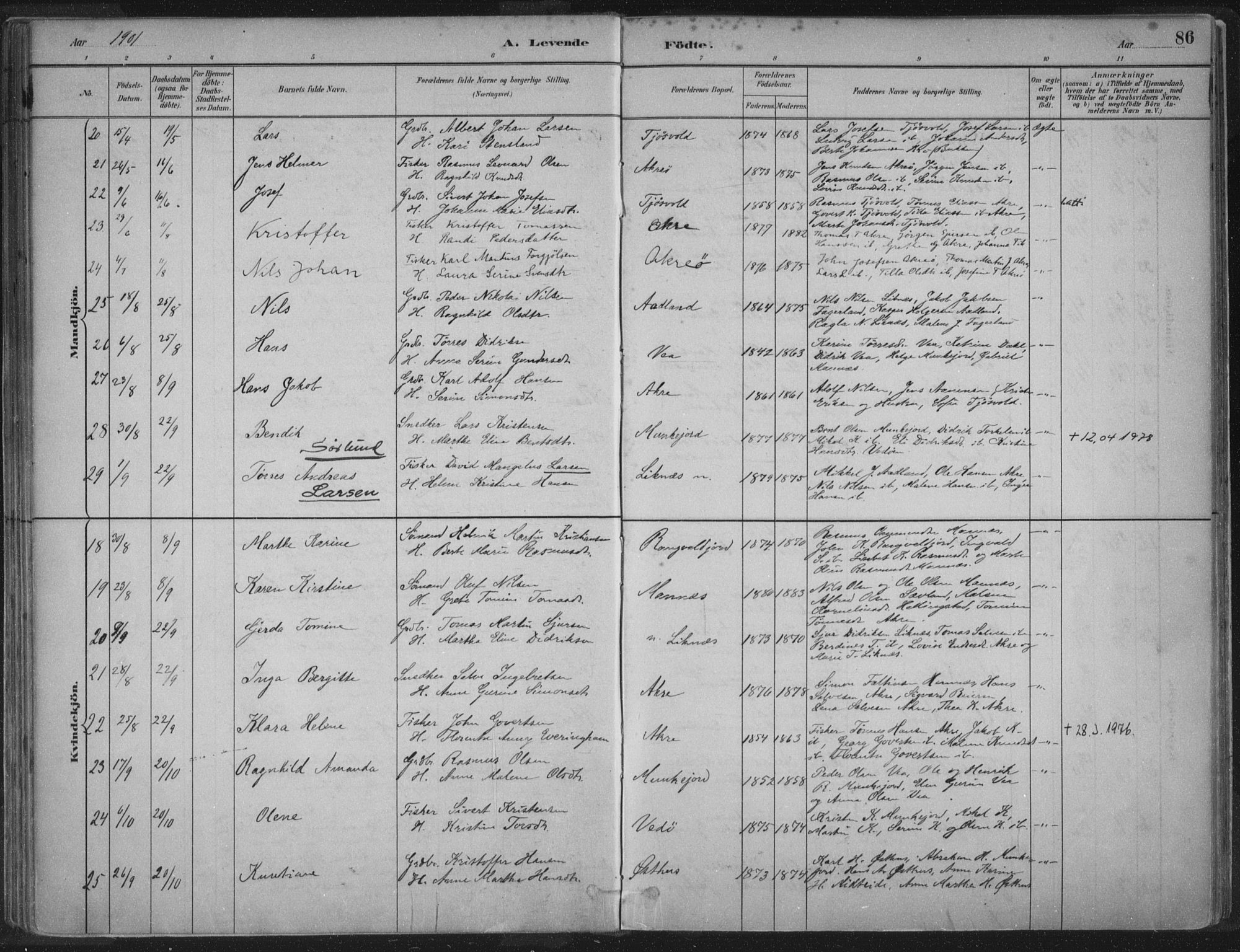 Kopervik sokneprestkontor, AV/SAST-A-101850/H/Ha/Haa/L0004: Parish register (official) no. A 4, 1882-1905, p. 86