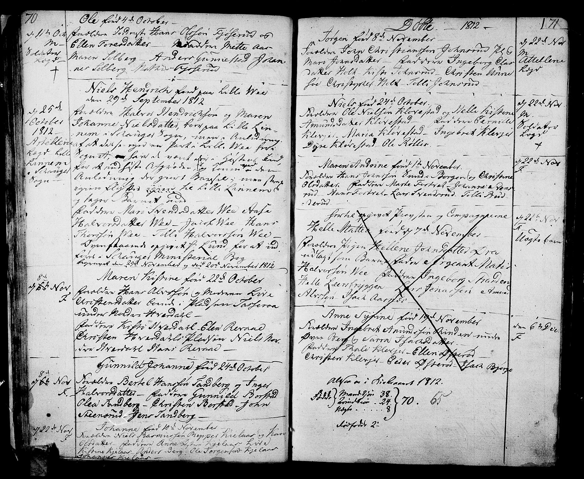 Sande Kirkebøker, SAKO/A-53/F/Fa/L0002: Parish register (official) no. 2, 1804-1814, p. 70-71