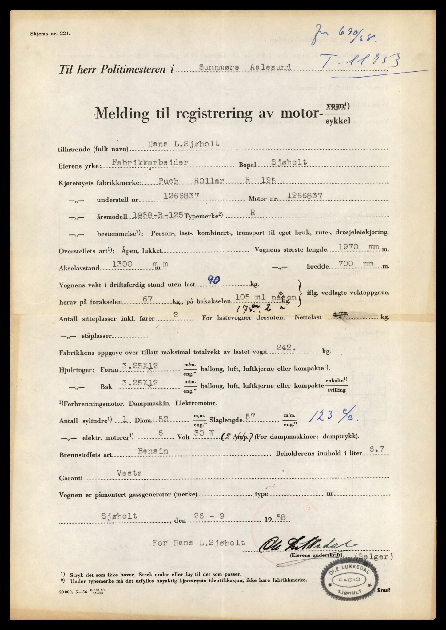 Møre og Romsdal vegkontor - Ålesund trafikkstasjon, AV/SAT-A-4099/F/Fe/L0031: Registreringskort for kjøretøy T 11800 - T 11996, 1927-1998, p. 2587