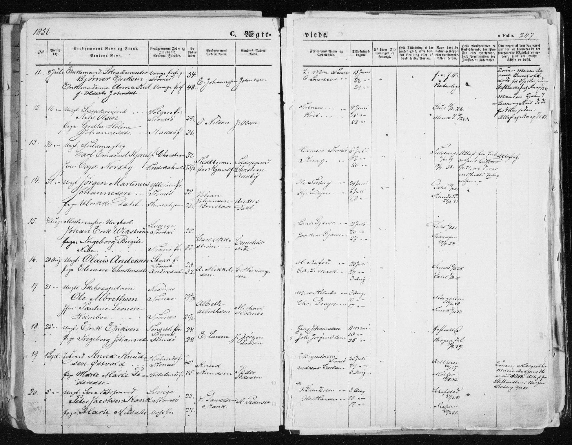 Tromsø sokneprestkontor/stiftsprosti/domprosti, SATØ/S-1343/G/Ga/L0010kirke: Parish register (official) no. 10, 1848-1855, p. 247