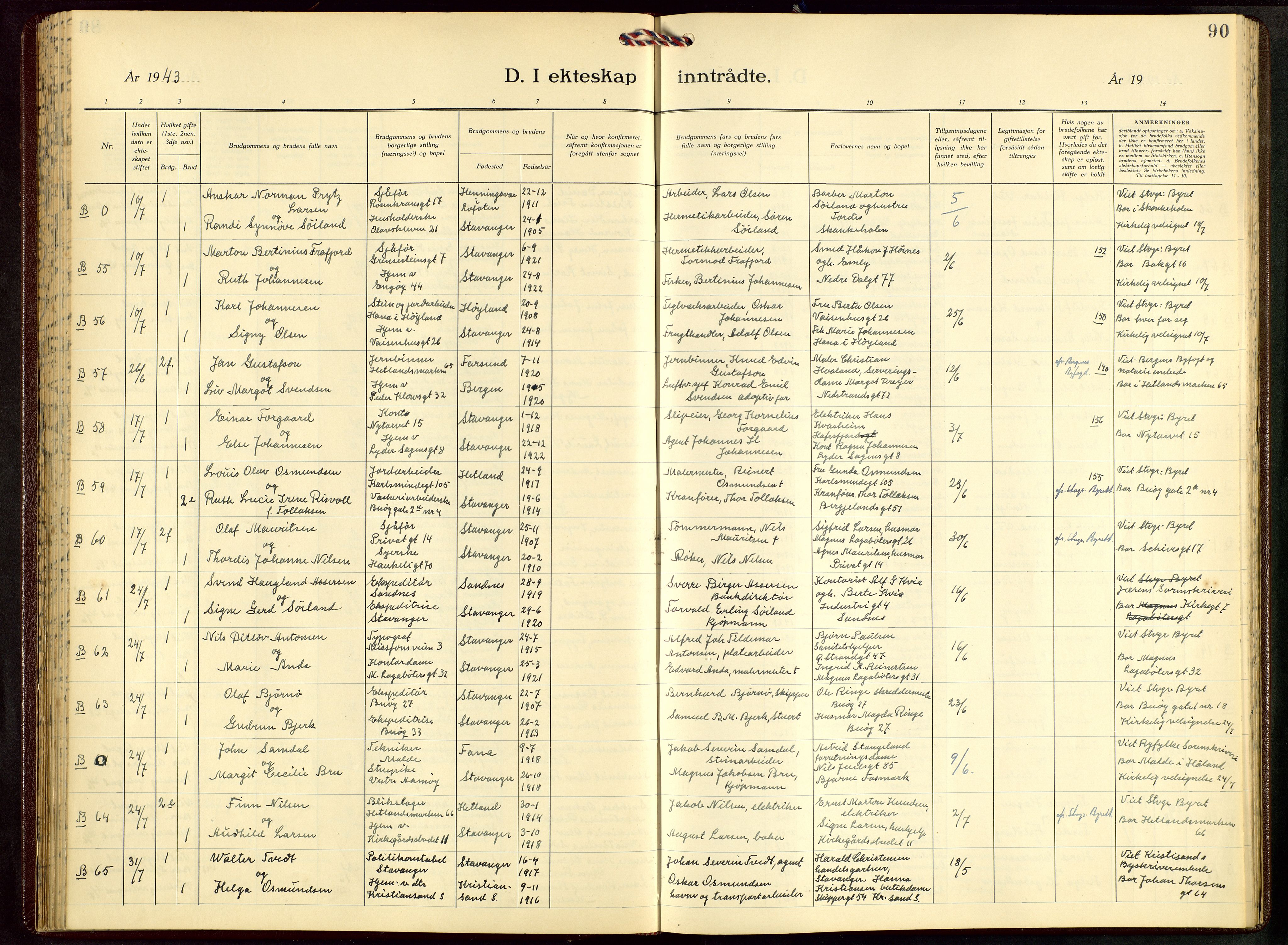 St. Petri sokneprestkontor, AV/SAST-A-101813/001/30/30BB/L0012: Parish register (copy) no. B 12, 1936-1951, p. 90