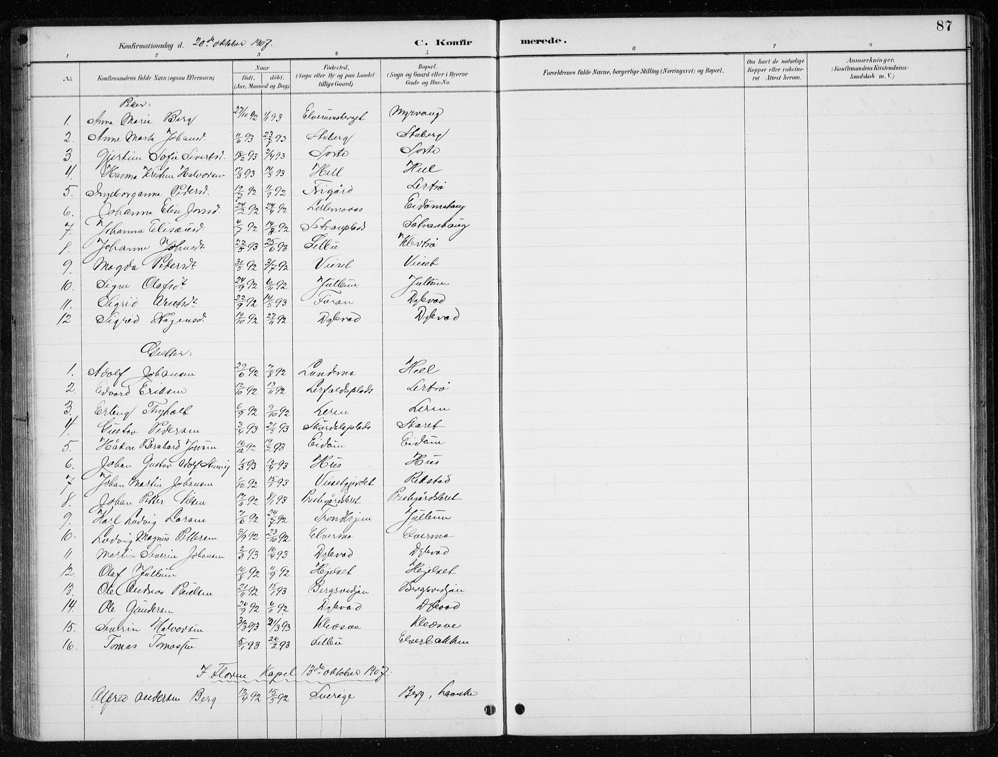 Ministerialprotokoller, klokkerbøker og fødselsregistre - Nord-Trøndelag, SAT/A-1458/710/L0096: Parish register (copy) no. 710C01, 1892-1925, p. 87