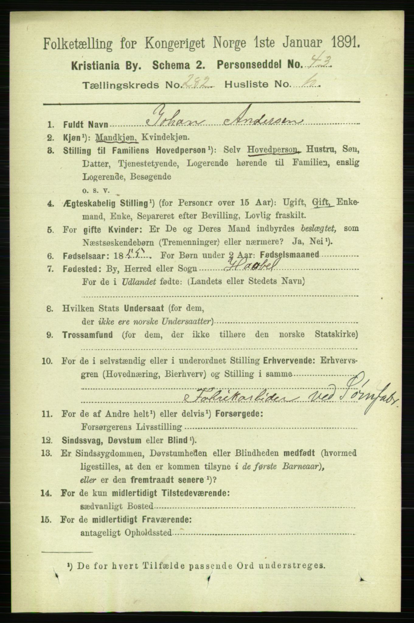 RA, 1891 census for 0301 Kristiania, 1891, p. 171925