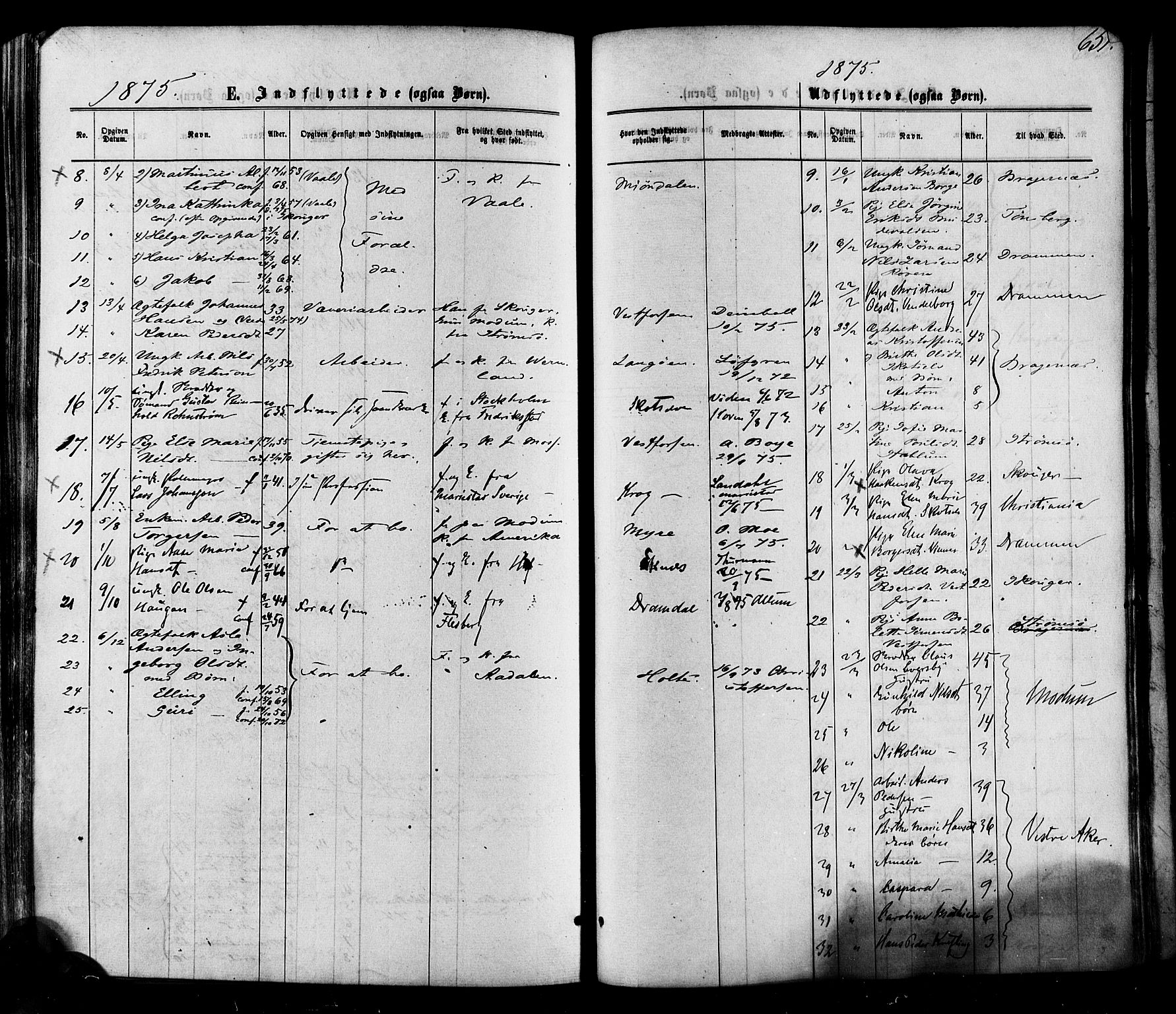 Eiker kirkebøker, AV/SAKO-A-4/F/Fa/L0017: Parish register (official) no. I 17, 1869-1877, p. 651