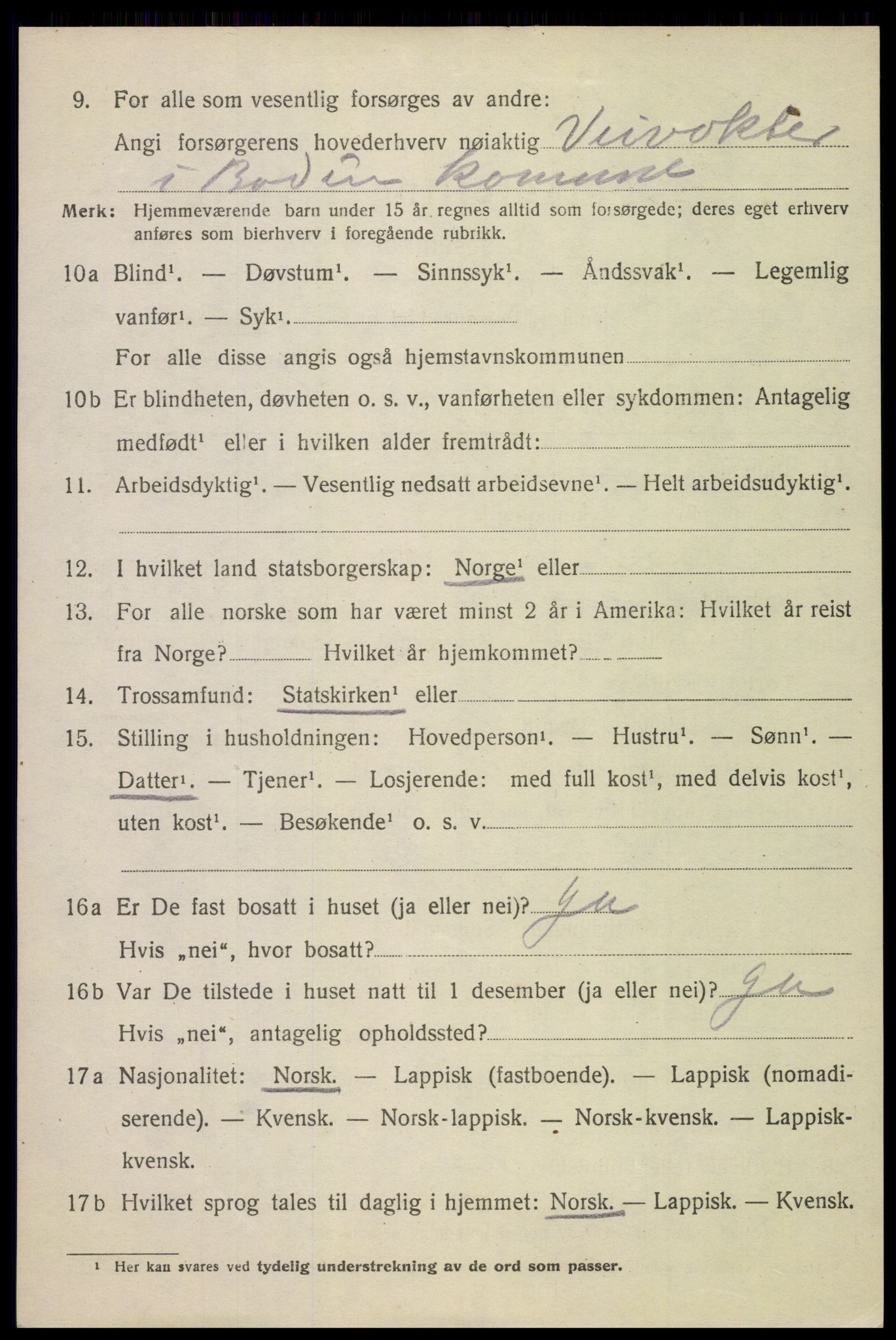 SAT, 1920 census for Bodin, 1920, p. 3955