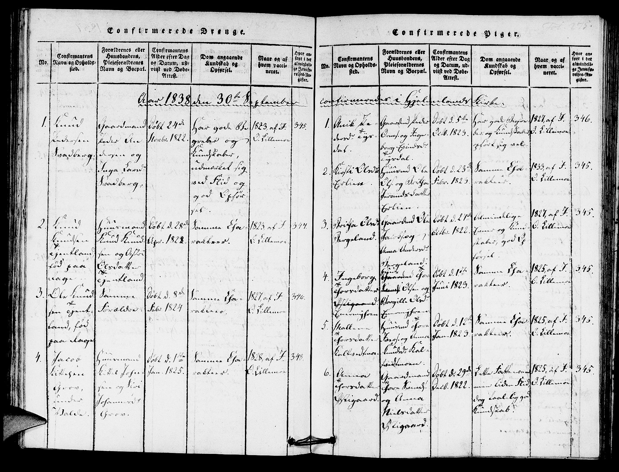 Hjelmeland sokneprestkontor, AV/SAST-A-101843/01/IV/L0005: Parish register (official) no. A 5, 1816-1841, p. 275